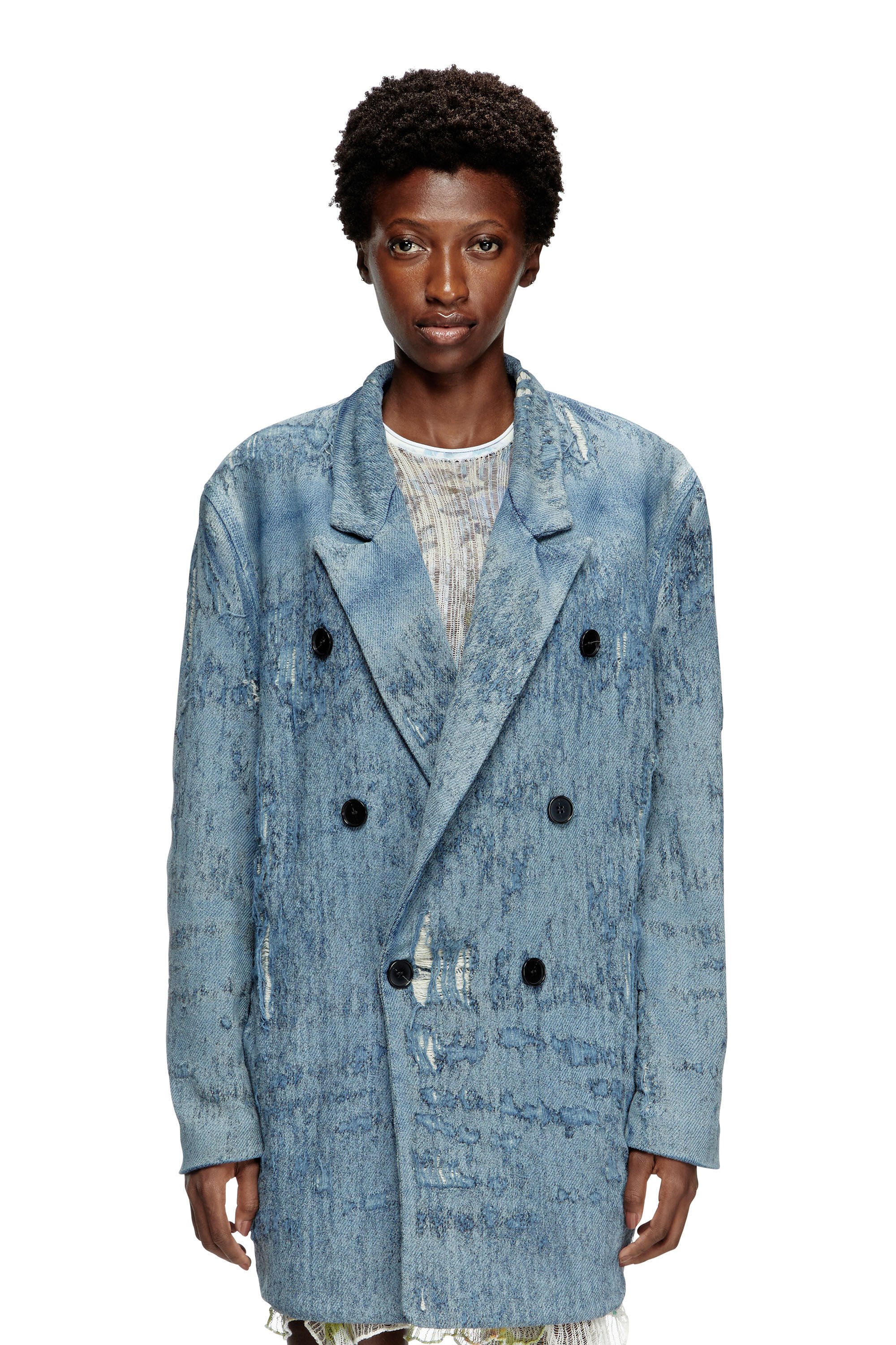 Diesel - D-PEKKA-FSG2, Unisex's Blazer in ultra-destroyed jacquard denim in ライトブルー - 6