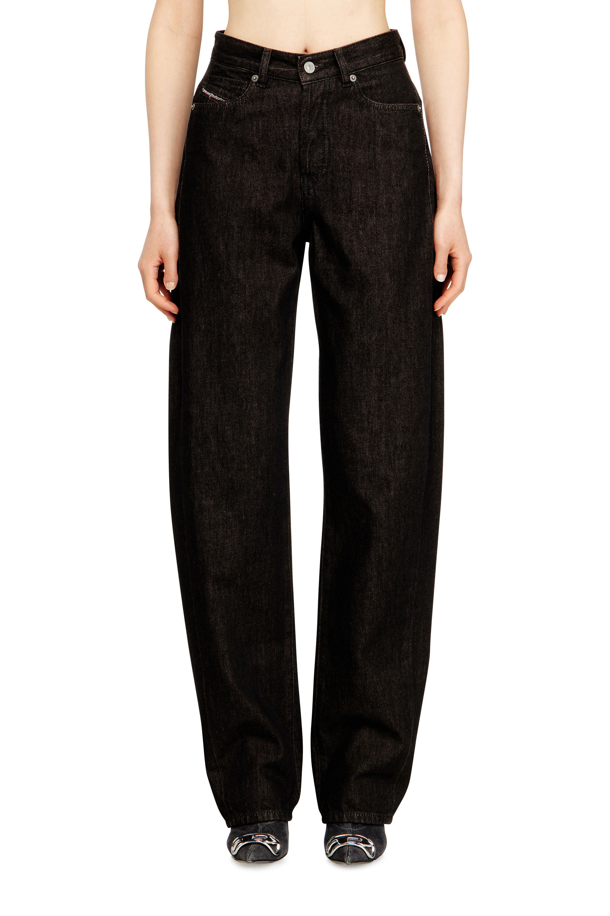 Diesel - Female's Relaxed Jeans 1974 D-Ellz 09N25, ブラック/ダークグレー - 2