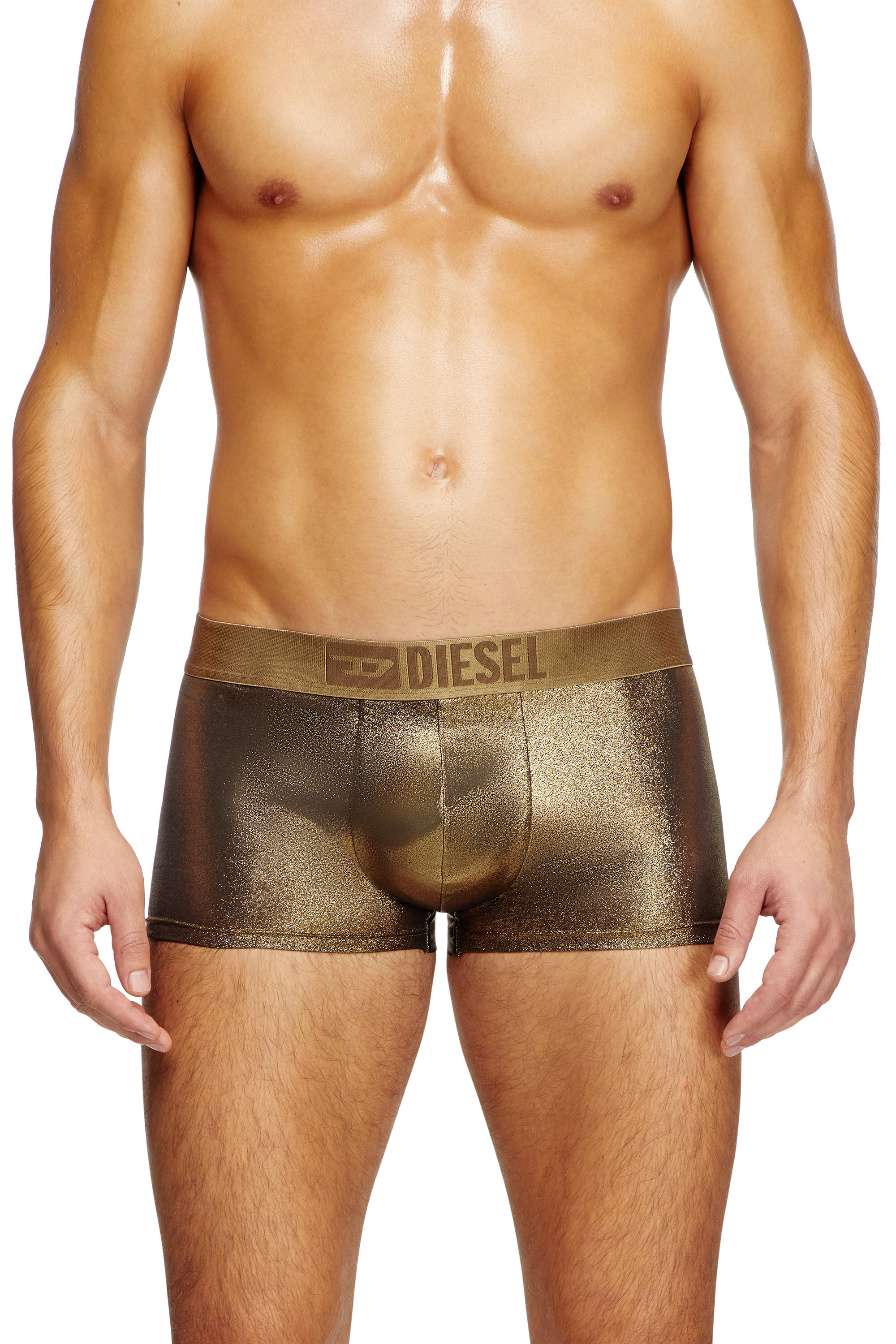 Diesel - DAMIEN-GFT, Male's Foiled fabric boxer briefs in ゴールド - 3