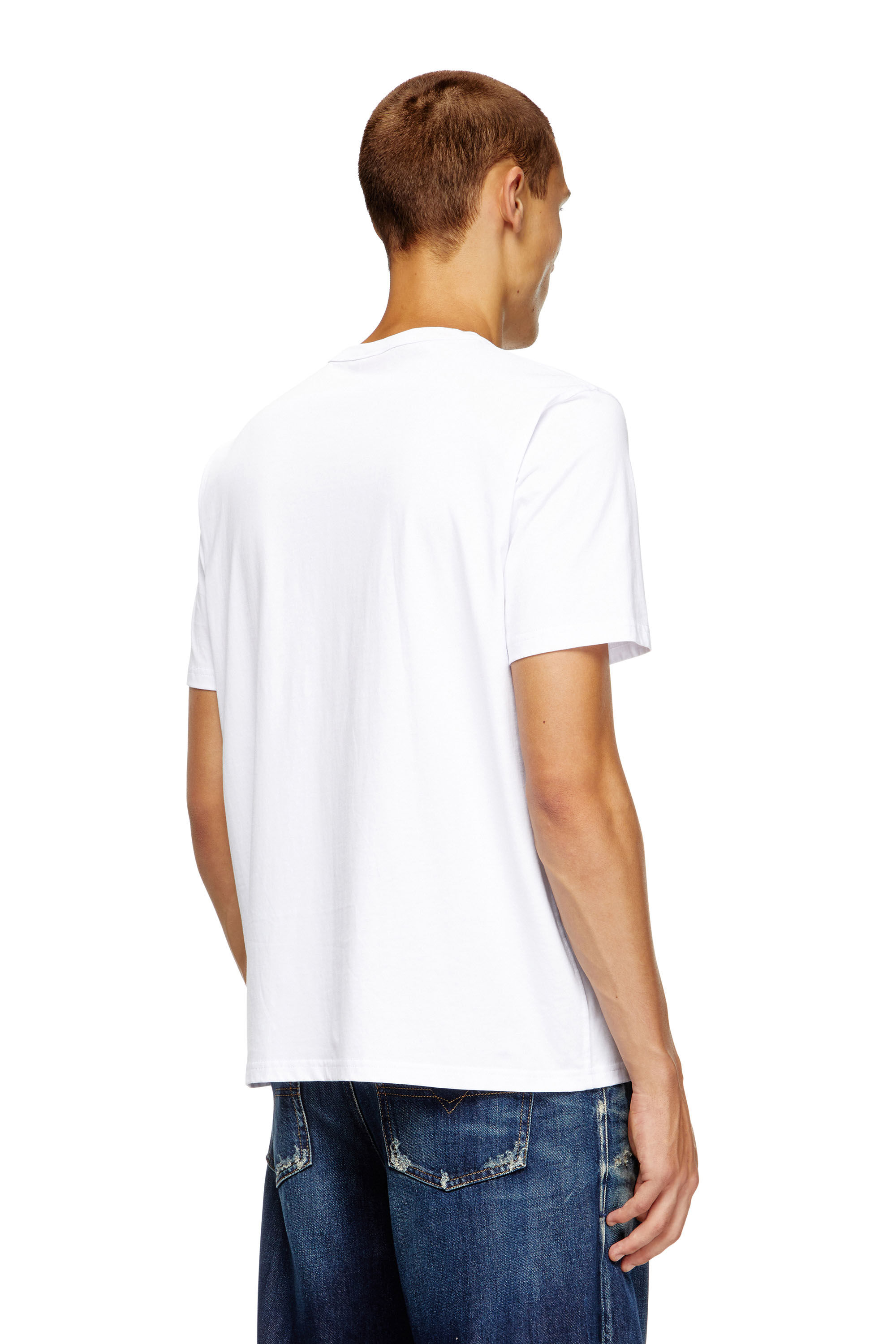Diesel - T-ADJUST-MICRODIV, Unisex's T-shirt with micro-embroidered logo in ホワイト - 4