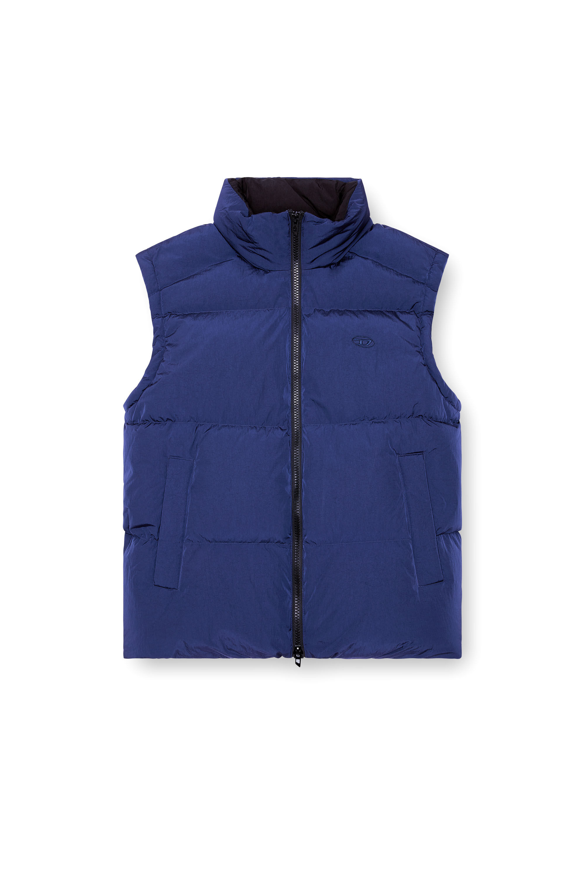 W-RAVEEL-SL Down vest in crinkled nylon｜ブルー｜メンズ｜DIESEL