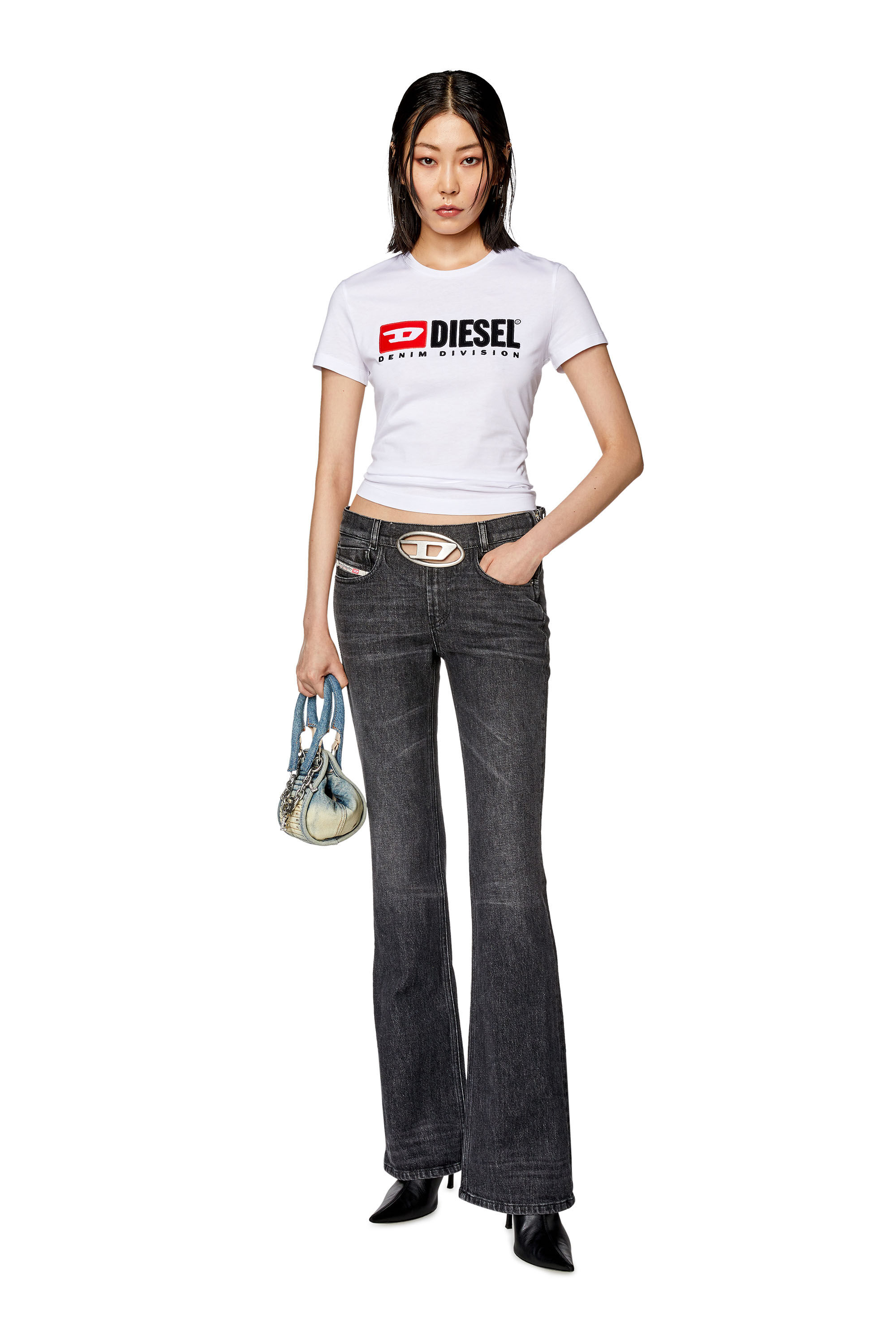 Diesel - T-SLI-DIV, Female's T-shirt with Diesel patches in ホワイト - 1