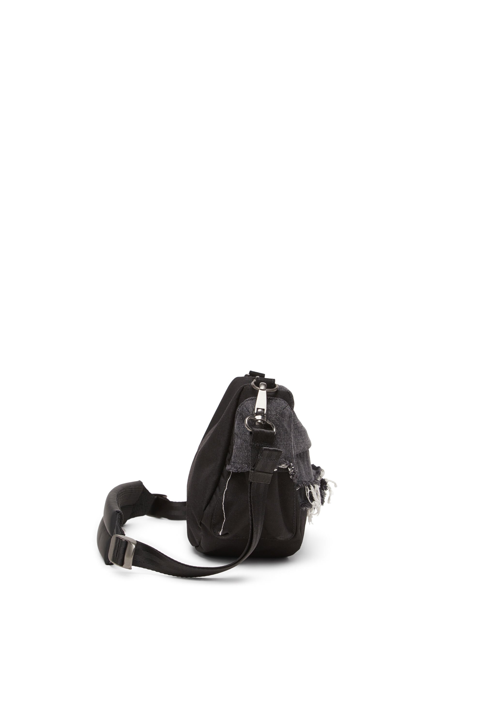 Diesel - DIESEL SHOULDER BAG, Unisex's Shoulder bag in destroyed denim and CORDURA® in ブラック - 4