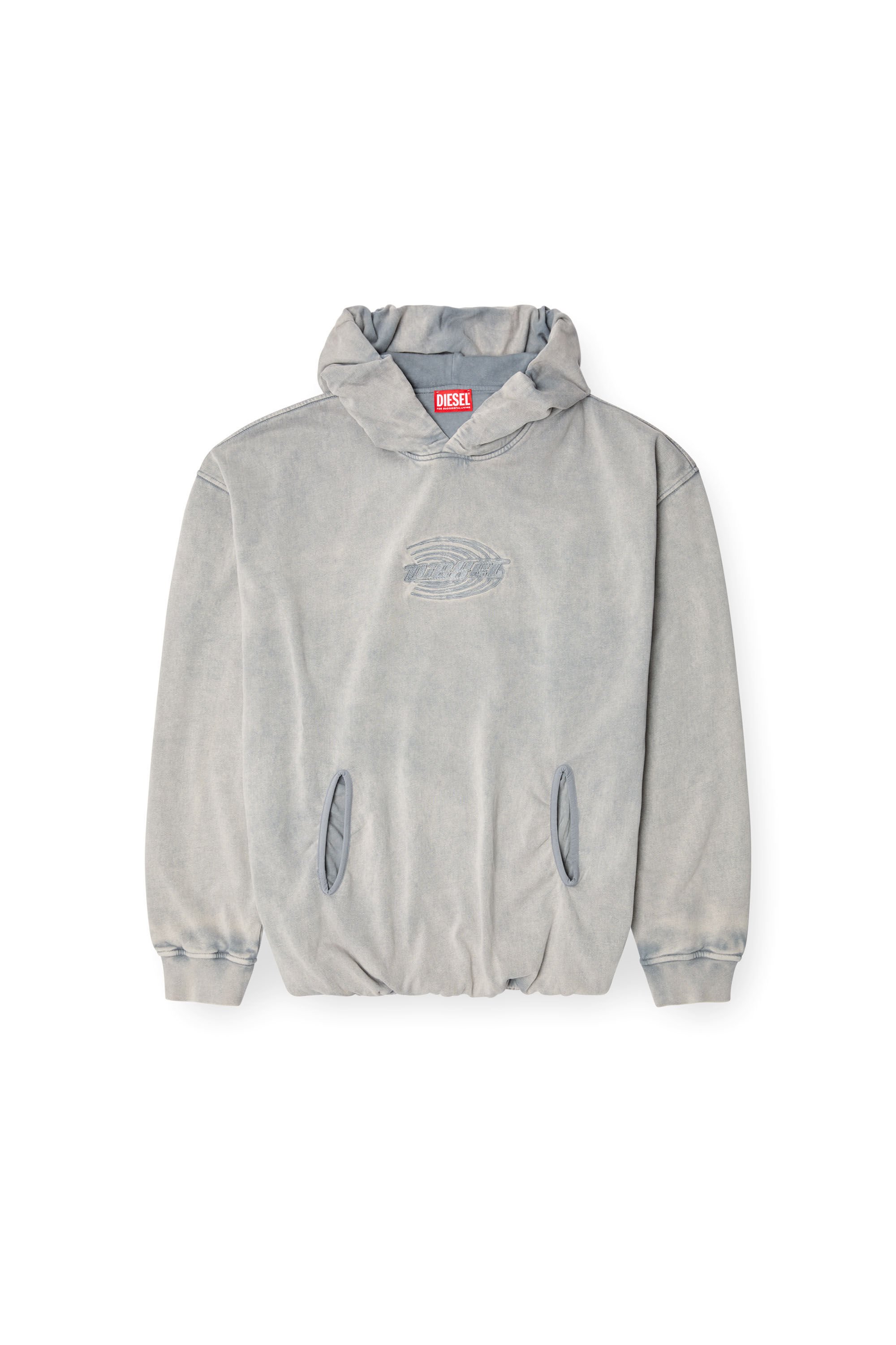 Diesel - S-BOXSTIC-HOOD, Unisex's Gathered acid-wash hoodie in ライトブルー - 2