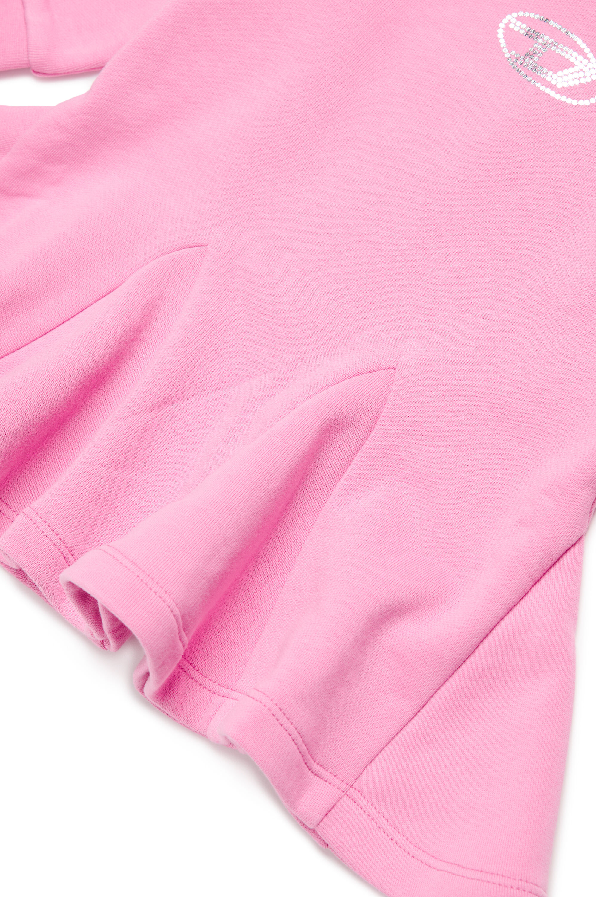 Diesel - DLUNLYB, Female's Sweat cotton dress with crystal Oval D logo in ピンク / ホワイト - 4