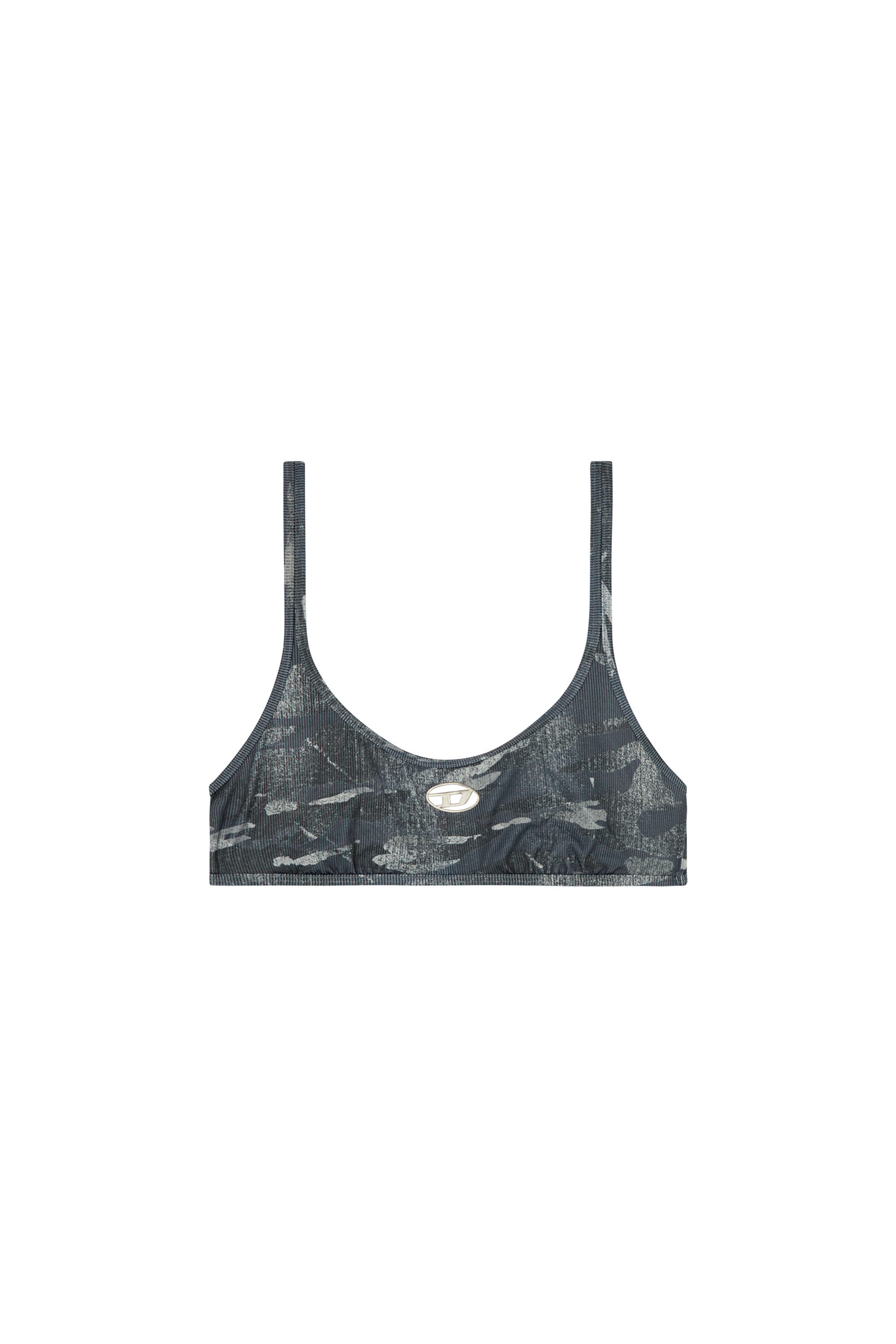 Diesel - UT-BRA-TOP-UTLT, Female's Camo bikini top with cut-out logo in グレー - 4