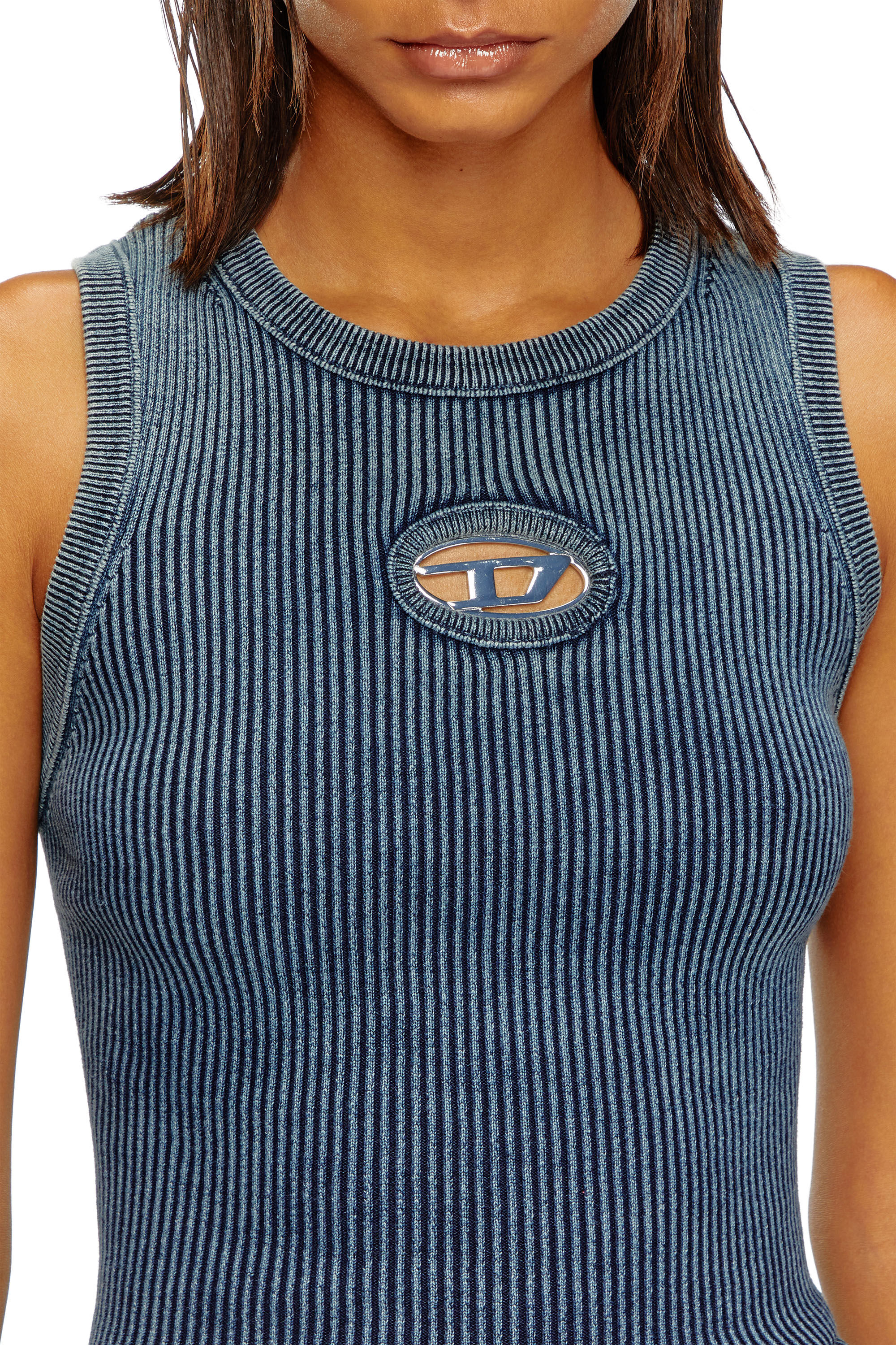M-ANCHOR-A-SL Rib-knit tank top with Oval D｜ブルー｜ウィメンズ 
