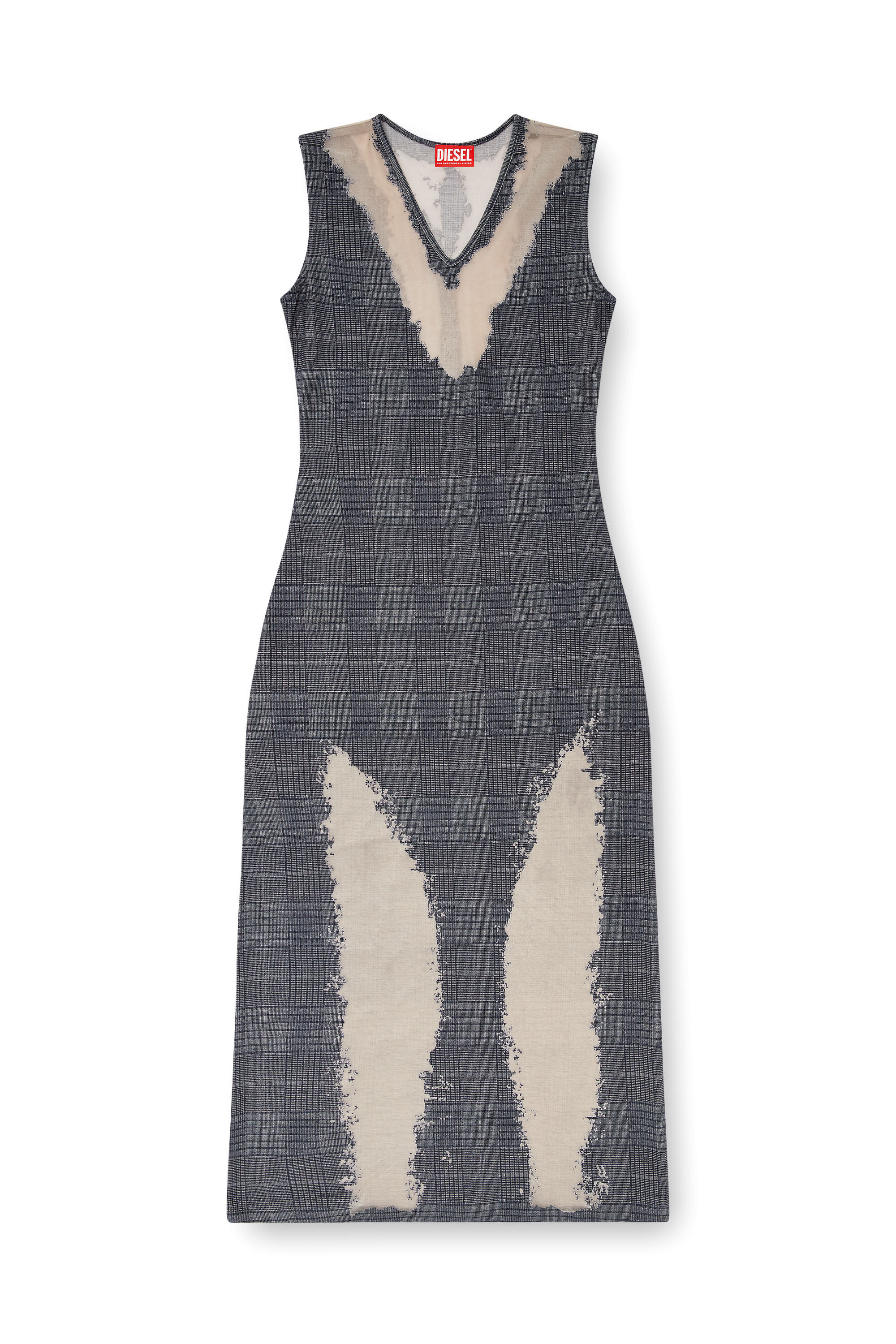 Diesel - D-MYLIANE, Female's Checked dress with devoré sweat stains in グレー - 2