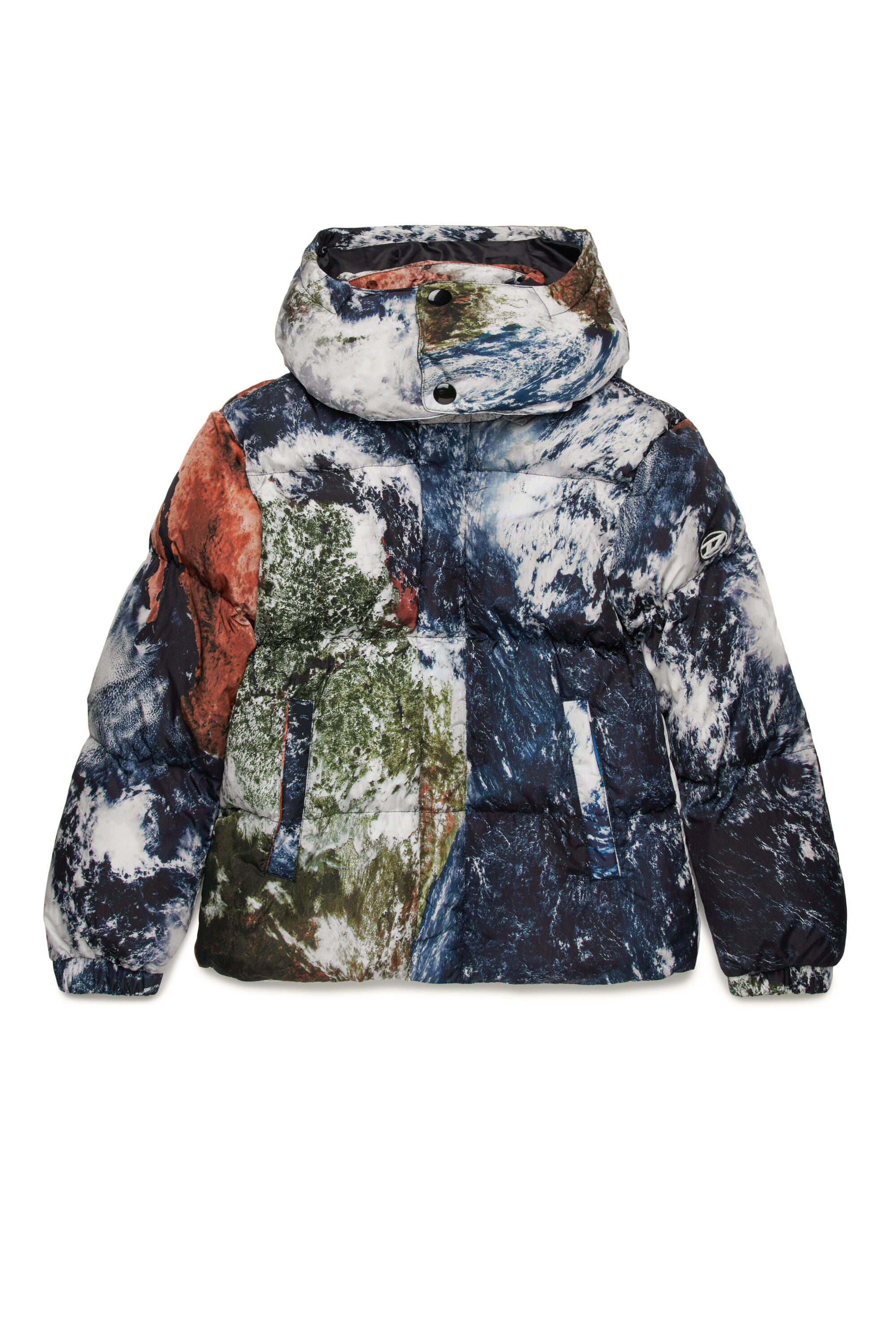 JWROLFYSFDPRINT Puffer jacket with Planet Camo print｜マルチカラー 