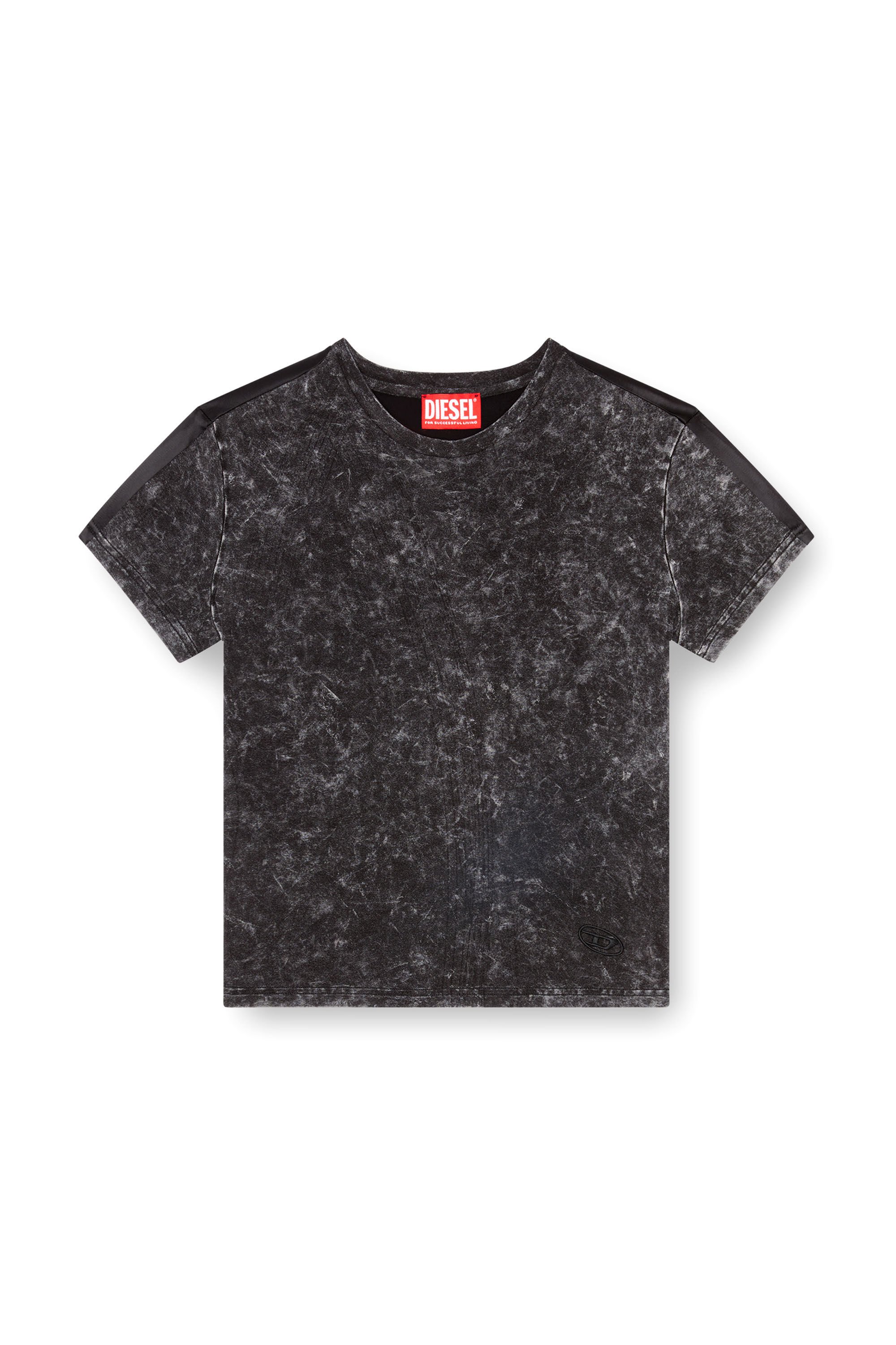 Diesel - T-MEZZO, Female's Hybrid T-shirt in jersey and satin in ブラック - 2