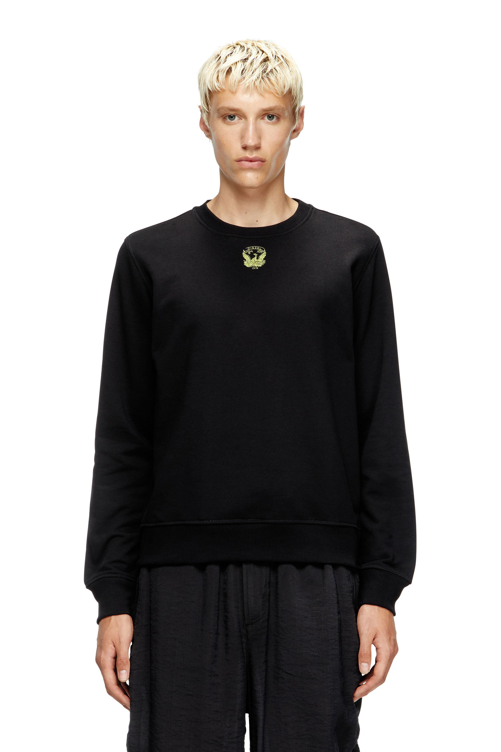 Diesel - S-GINN-T1, Male's Sweatshirt with embroidered phoenix in ブラック - 3