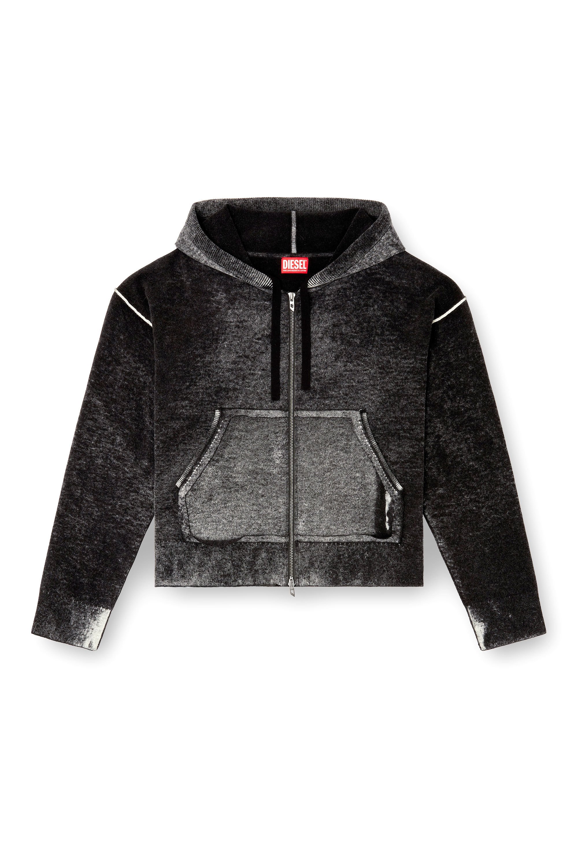 Diesel - M-HERMINE, Female's ニットパーカー in ブラック/グレー - 2