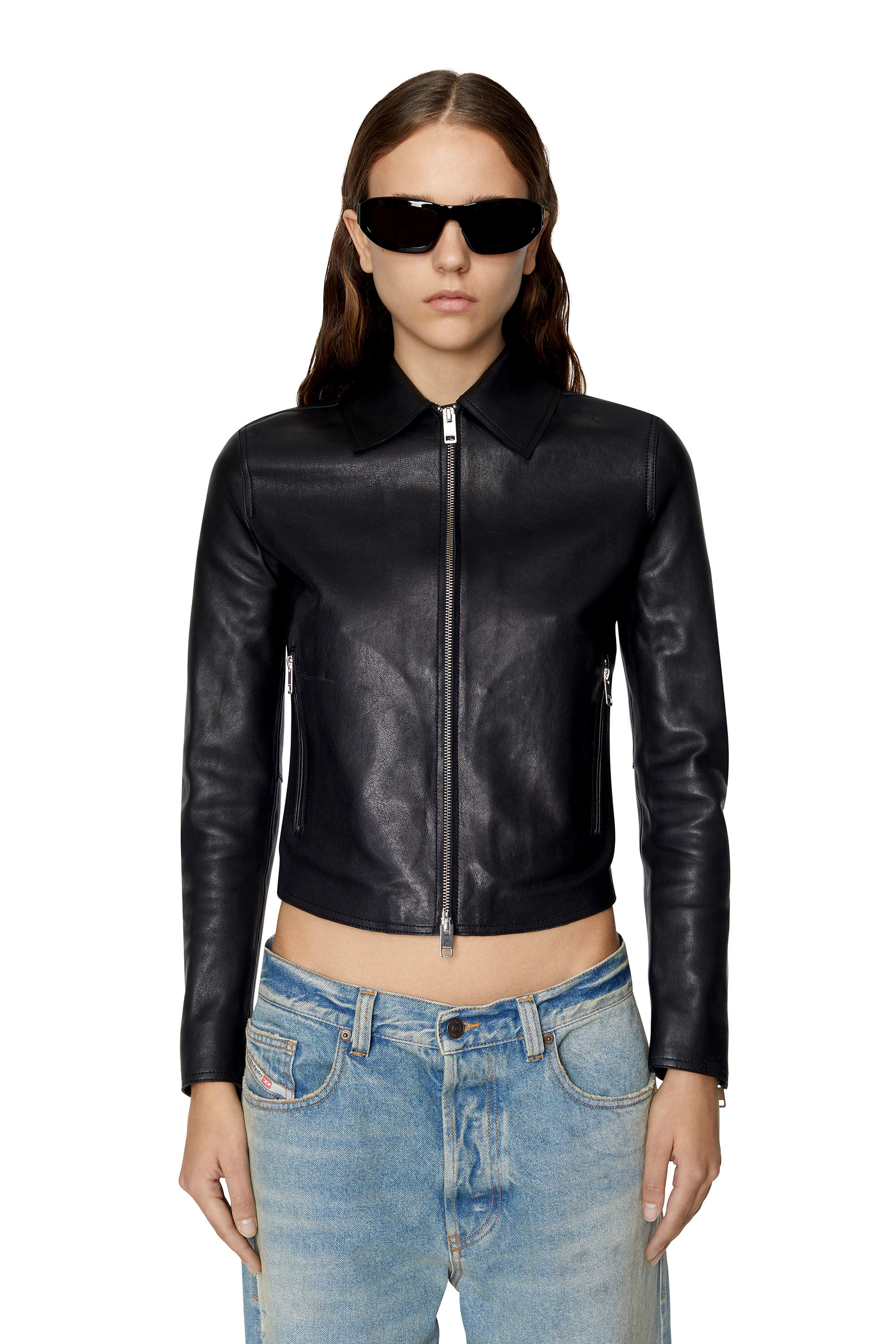 Diesel - L-MELIA-NW, Female's レザー ジャケット in ブラック - 3