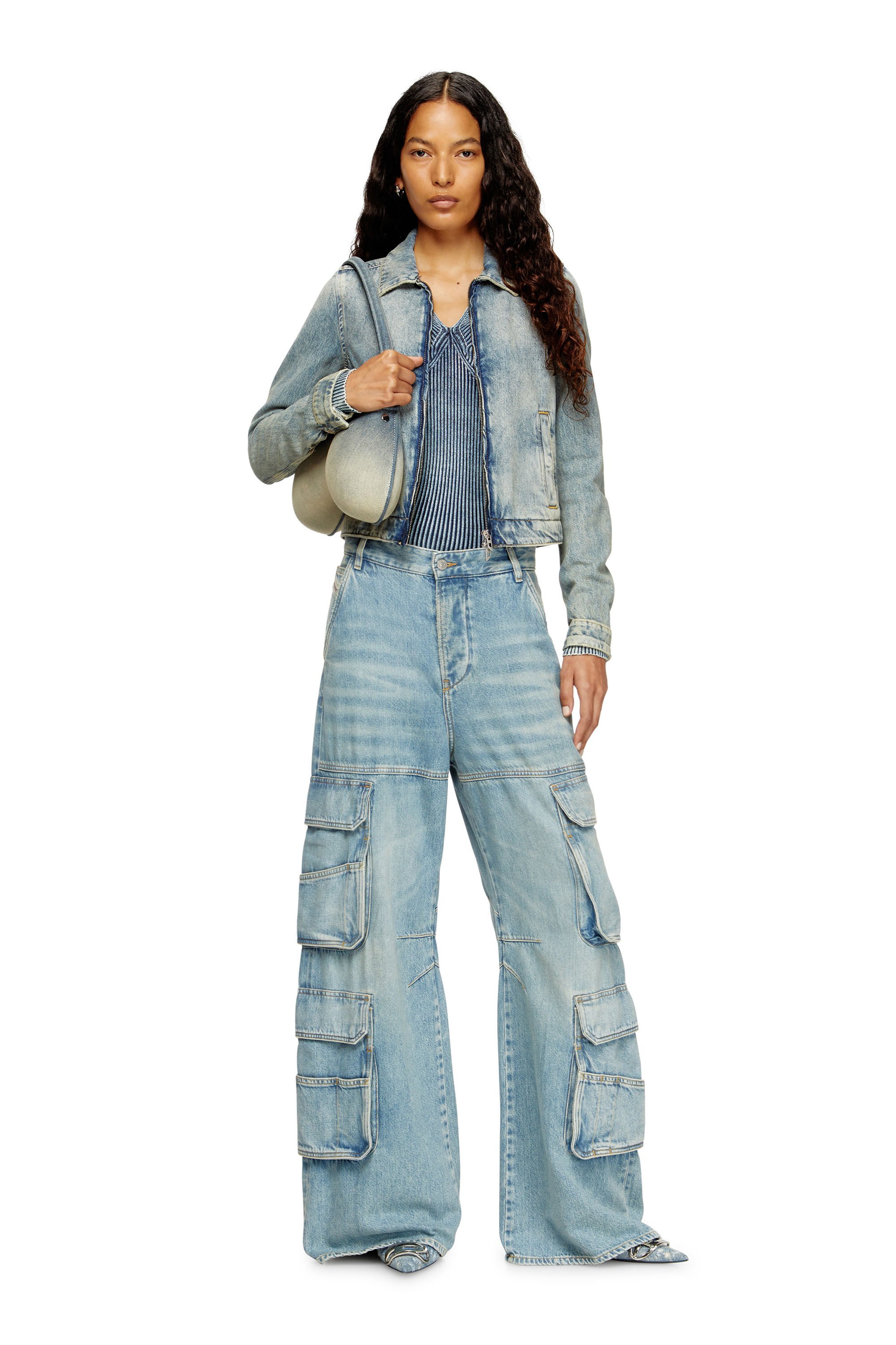 Diesel - DE-CORB, Female's Jacket in dirt-effect fluid Tencel denim in ライトブルー - 1