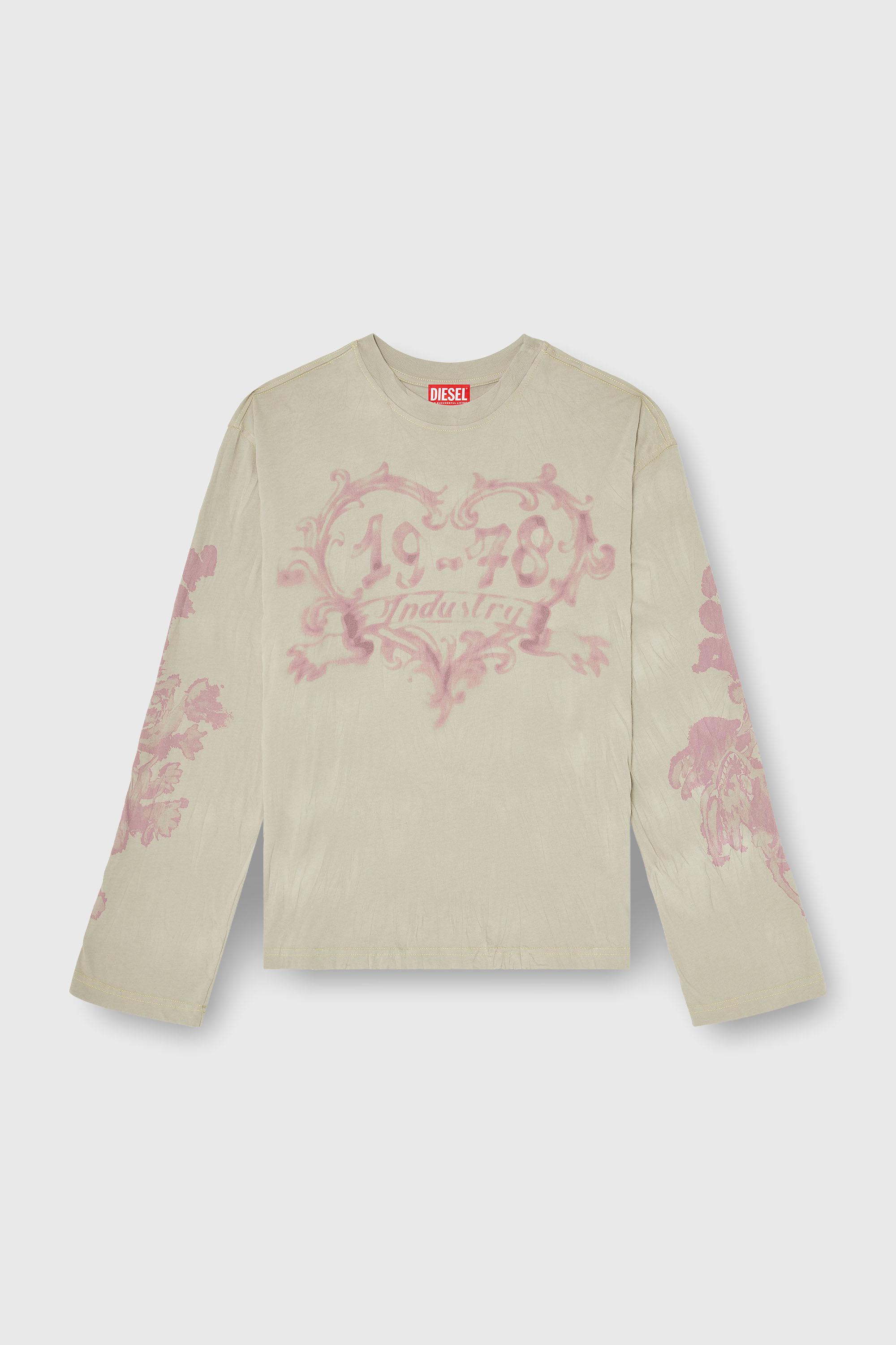 Diesel - T-HILARY-LS-AA1, Female's 長袖Tシャツ in ピンク/ベージュ - 2