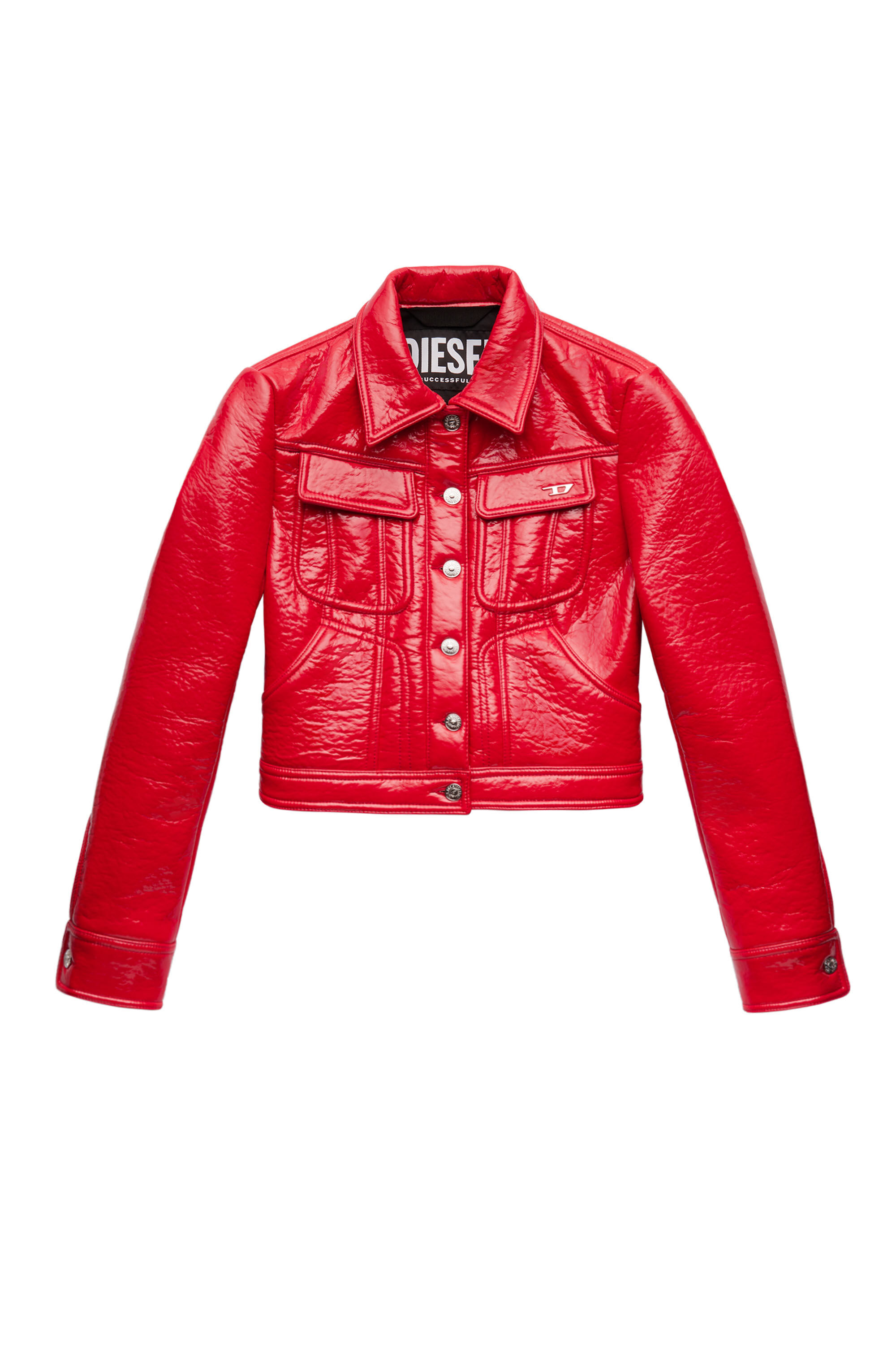 red glossy jacket