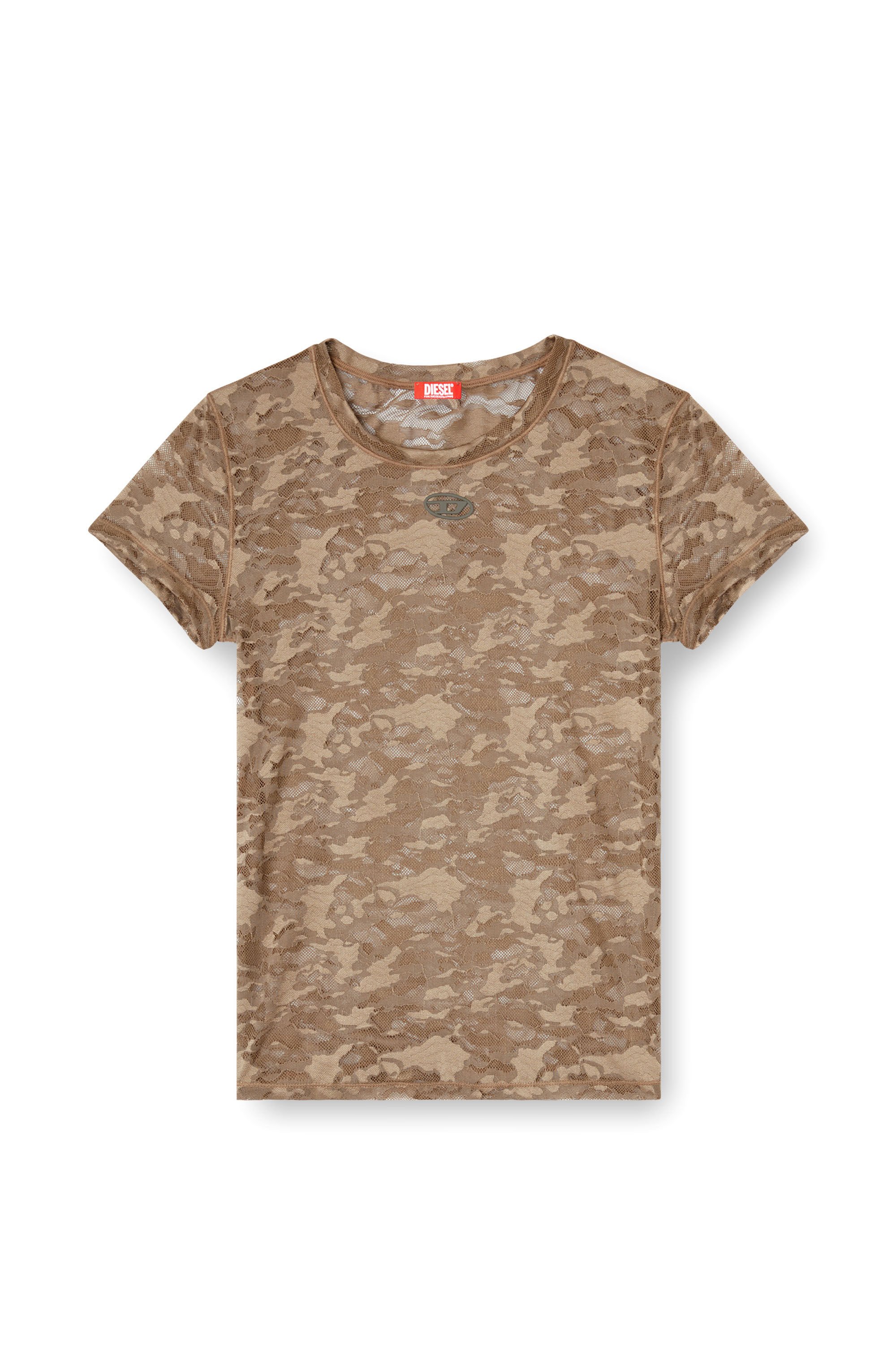 Diesel - KASIA-UTLT, Female's Camo lace T-shirt in ブラウン - 2
