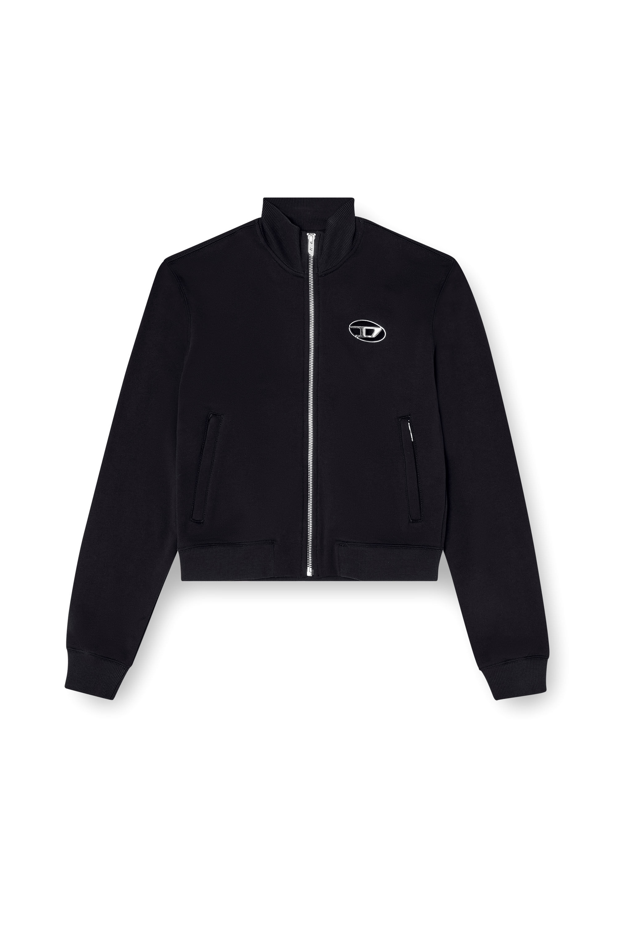Diesel - F-FLACIN, Female's Zip-up sweatshirt with cut-out logo in ブラック - 2