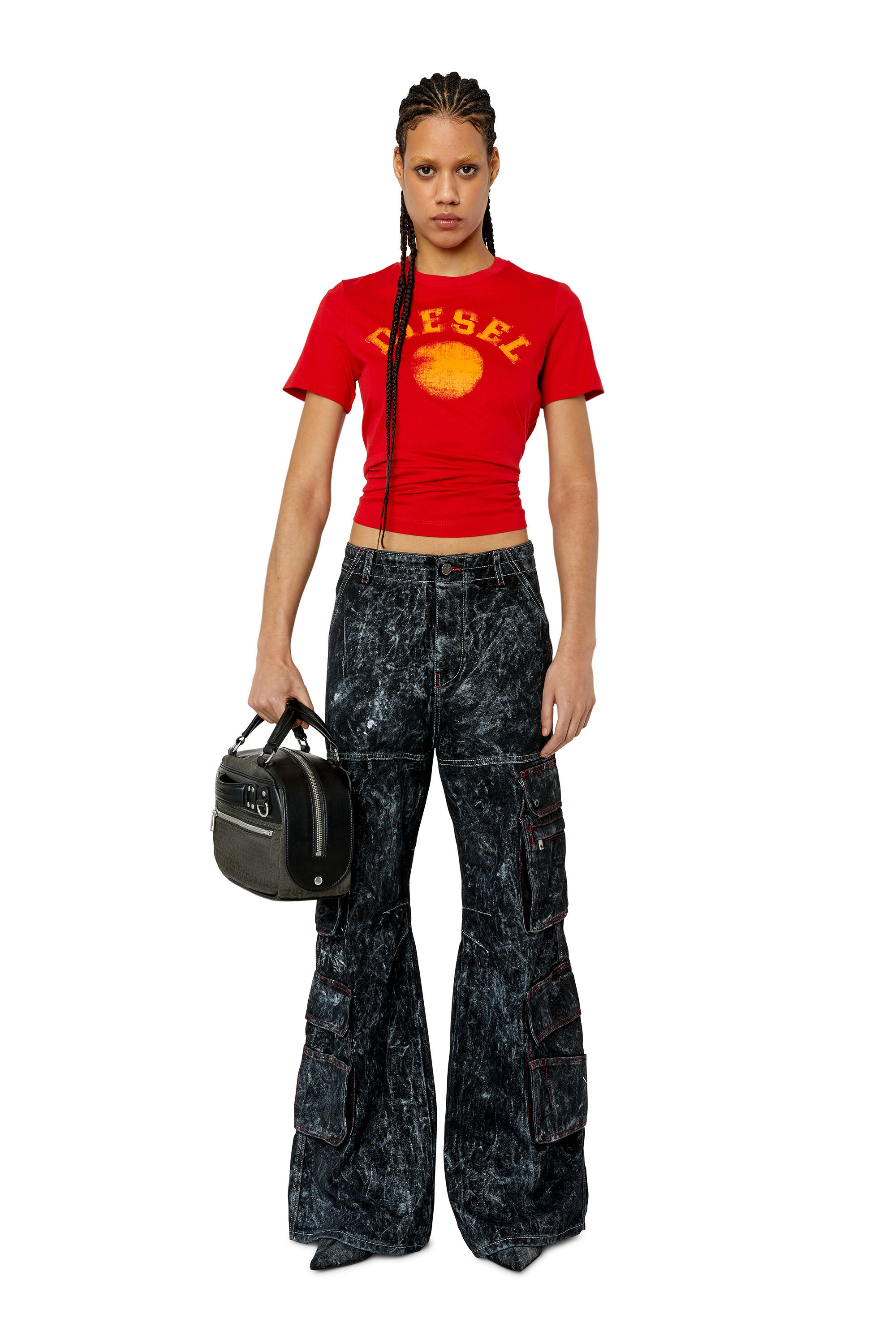 Diesel - Straight Jeans 1996 D-Sire 0EMAC, Female's SS23  デニム カーゴパンツ ルーズ in ブラック/ダークグレー - 1