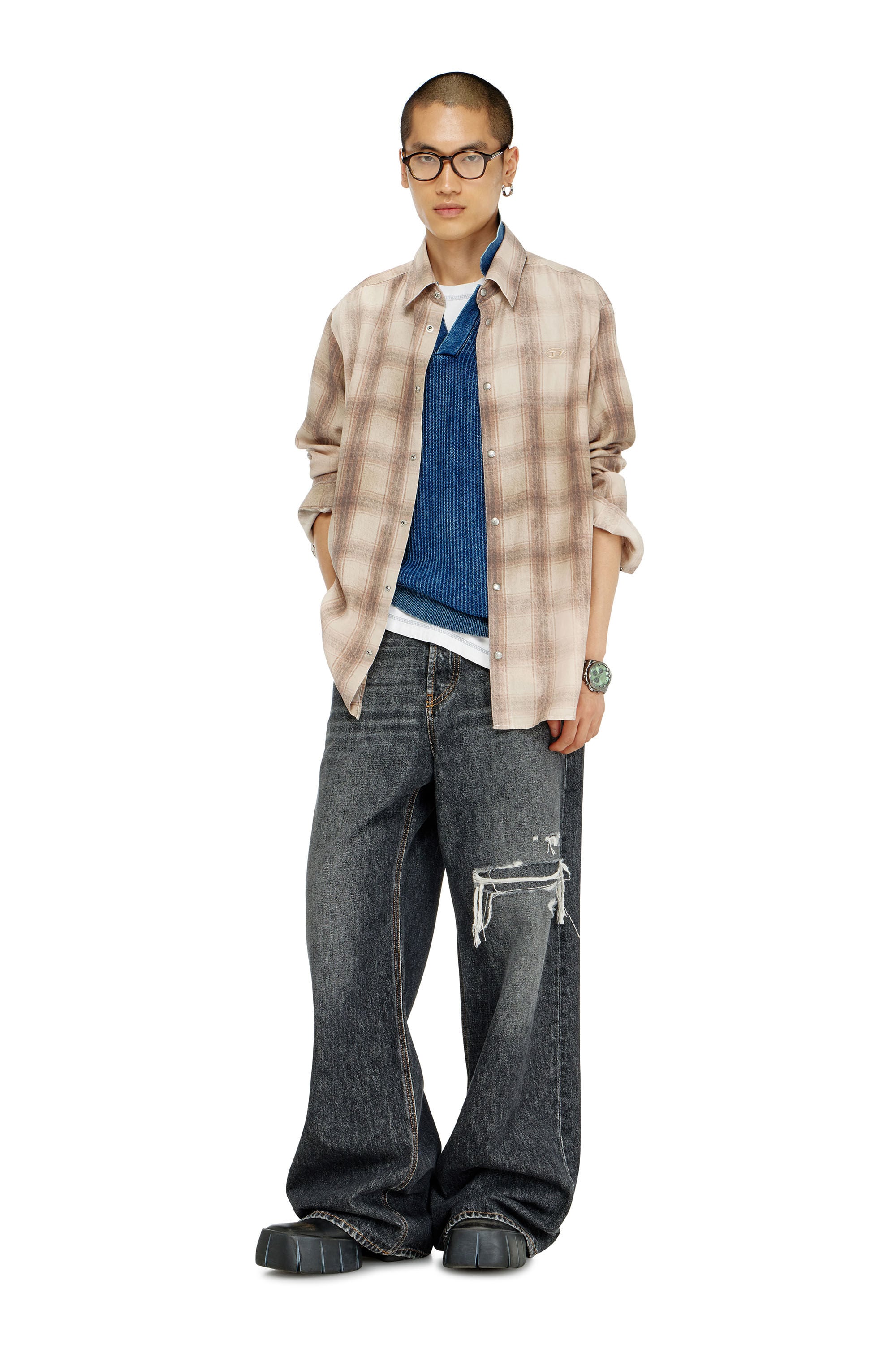 Diesel - S-SIMPLY-JMCM, Male's シャツ in ライトブラウン - 1