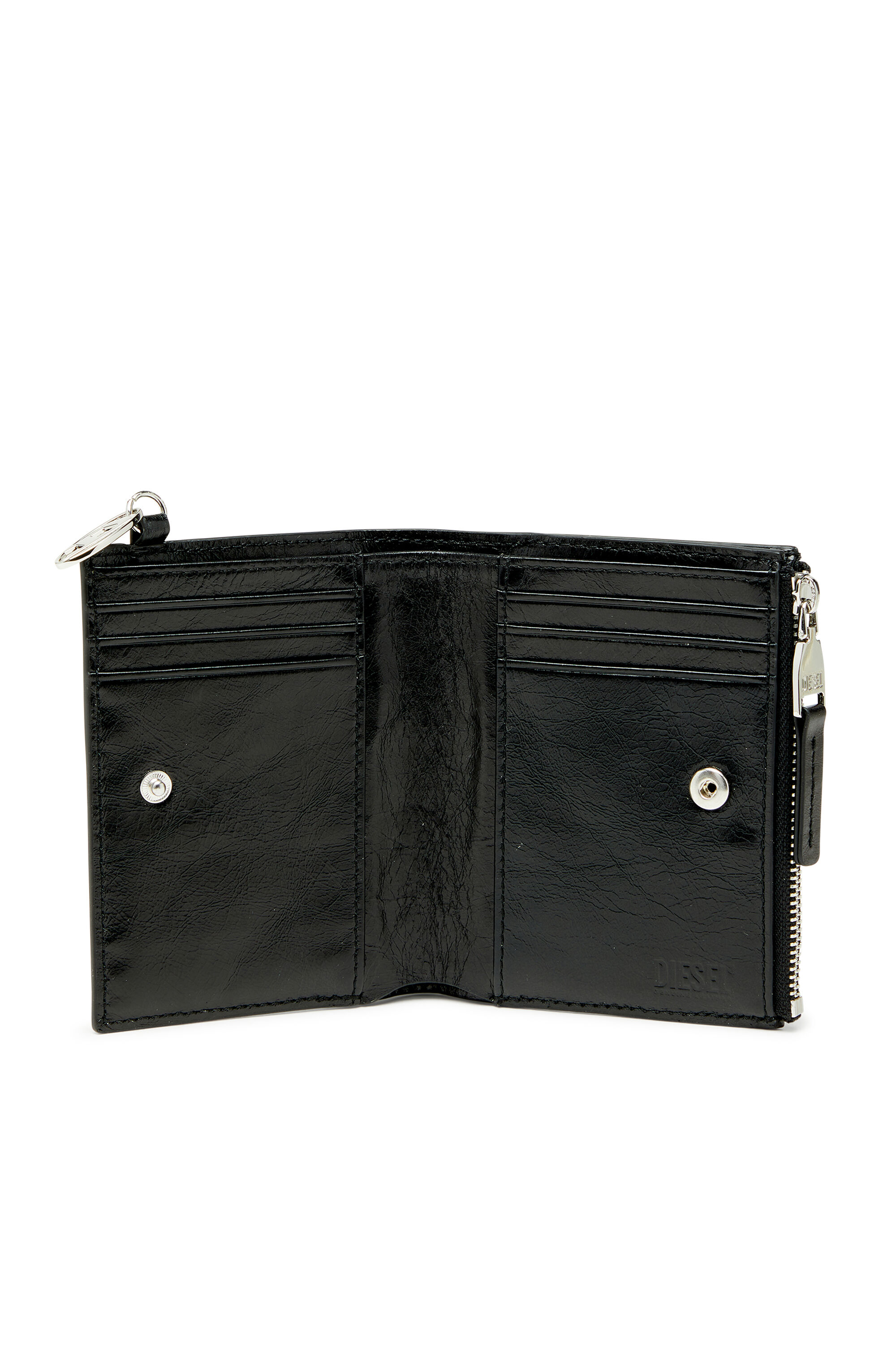 Diesel - OVAL-D BI FOLD ZIP II, Female's 二つ折りウォレット in ブラック - 3