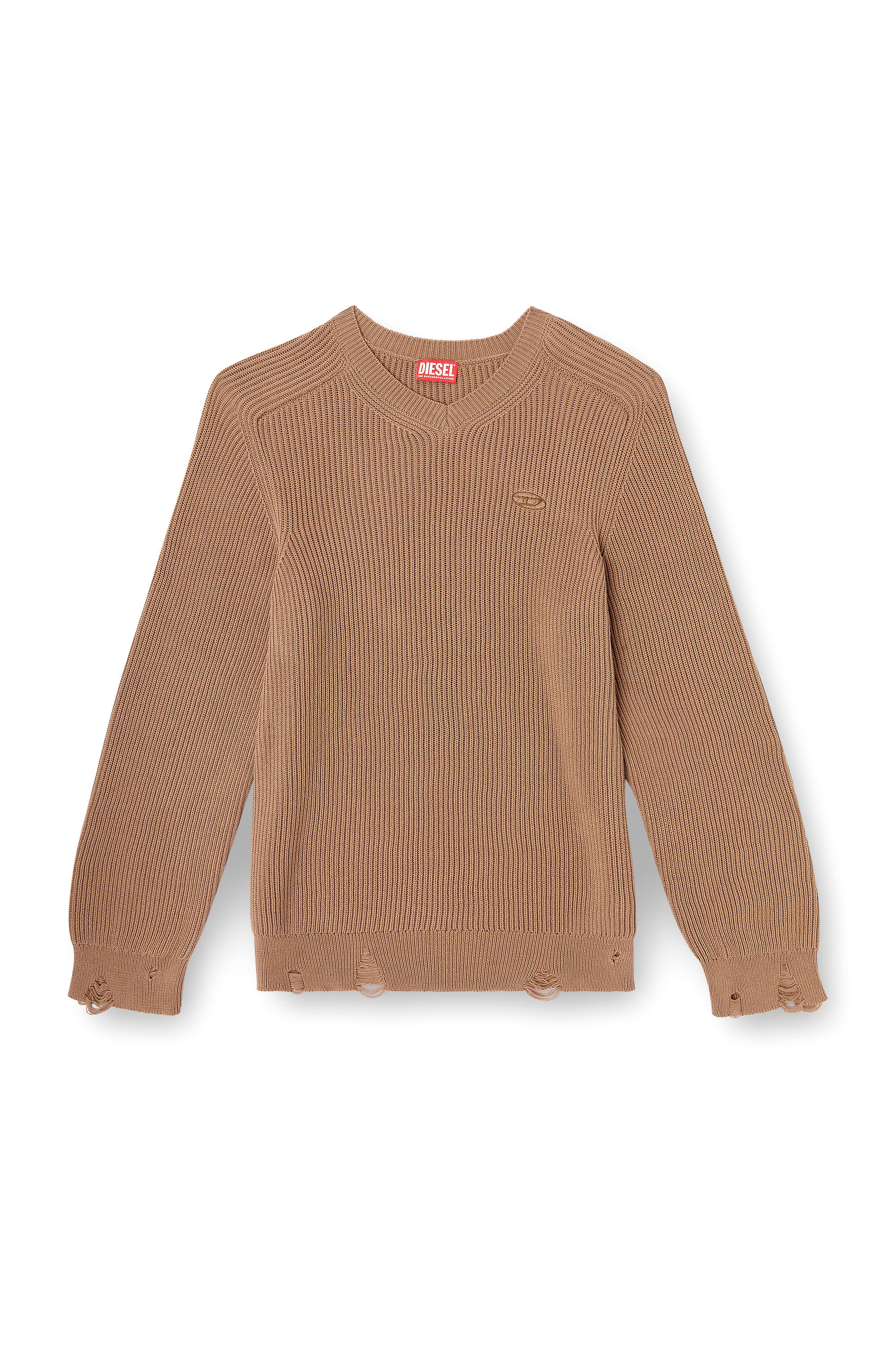diesel ニット　茶色　セーター　ロゴ刺繍ニット ロゴニット DIESEL(ディーゼル) ニット・セーター(レディース) - 海外