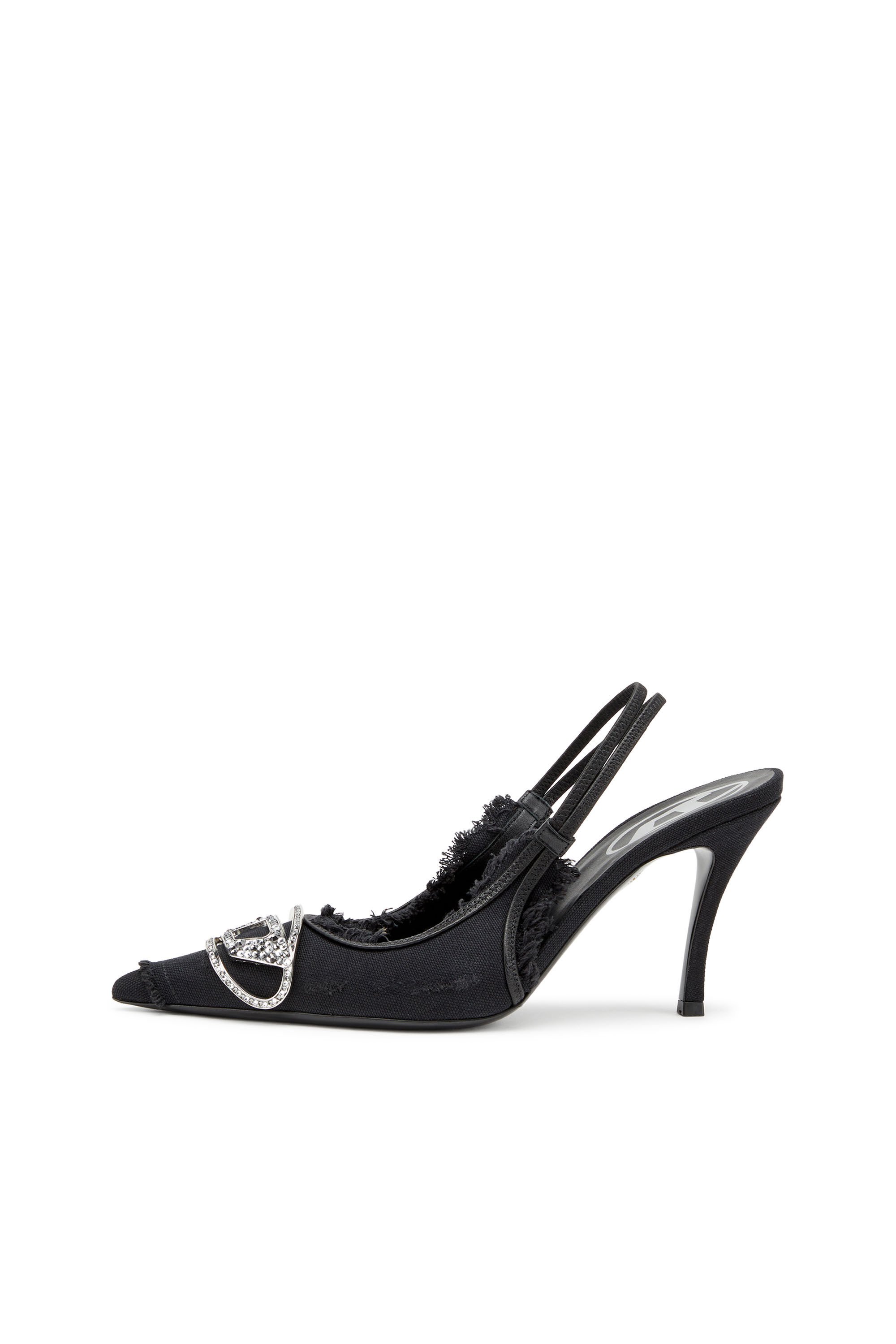 Diesel - D-VENUS SB, Female's D-Venus-Slingback pumps in distressed canvas in ブラック - 6
