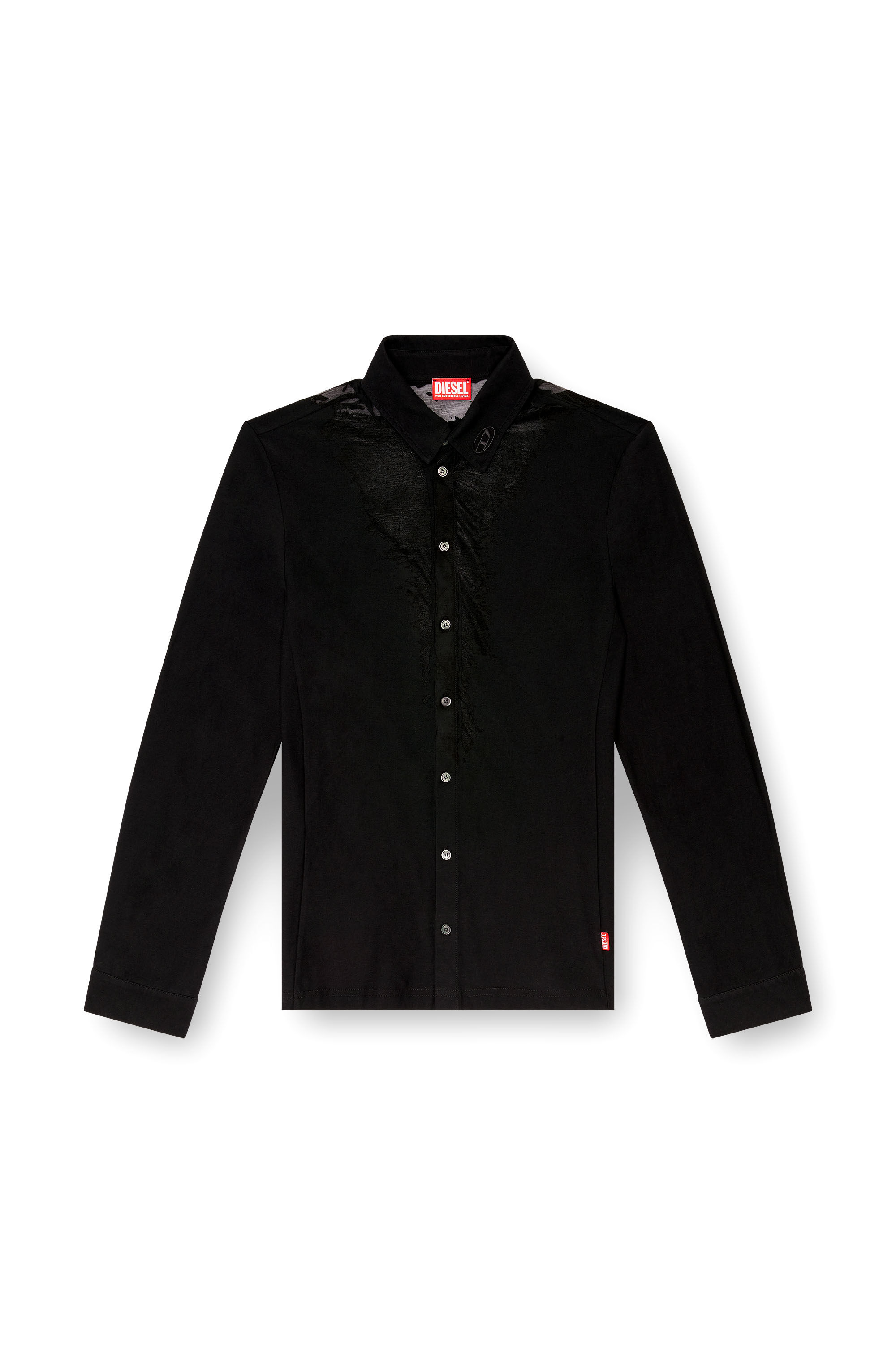 S-SUN-PLAIN Jersey shirt with devoré sweat stains｜ブラック
