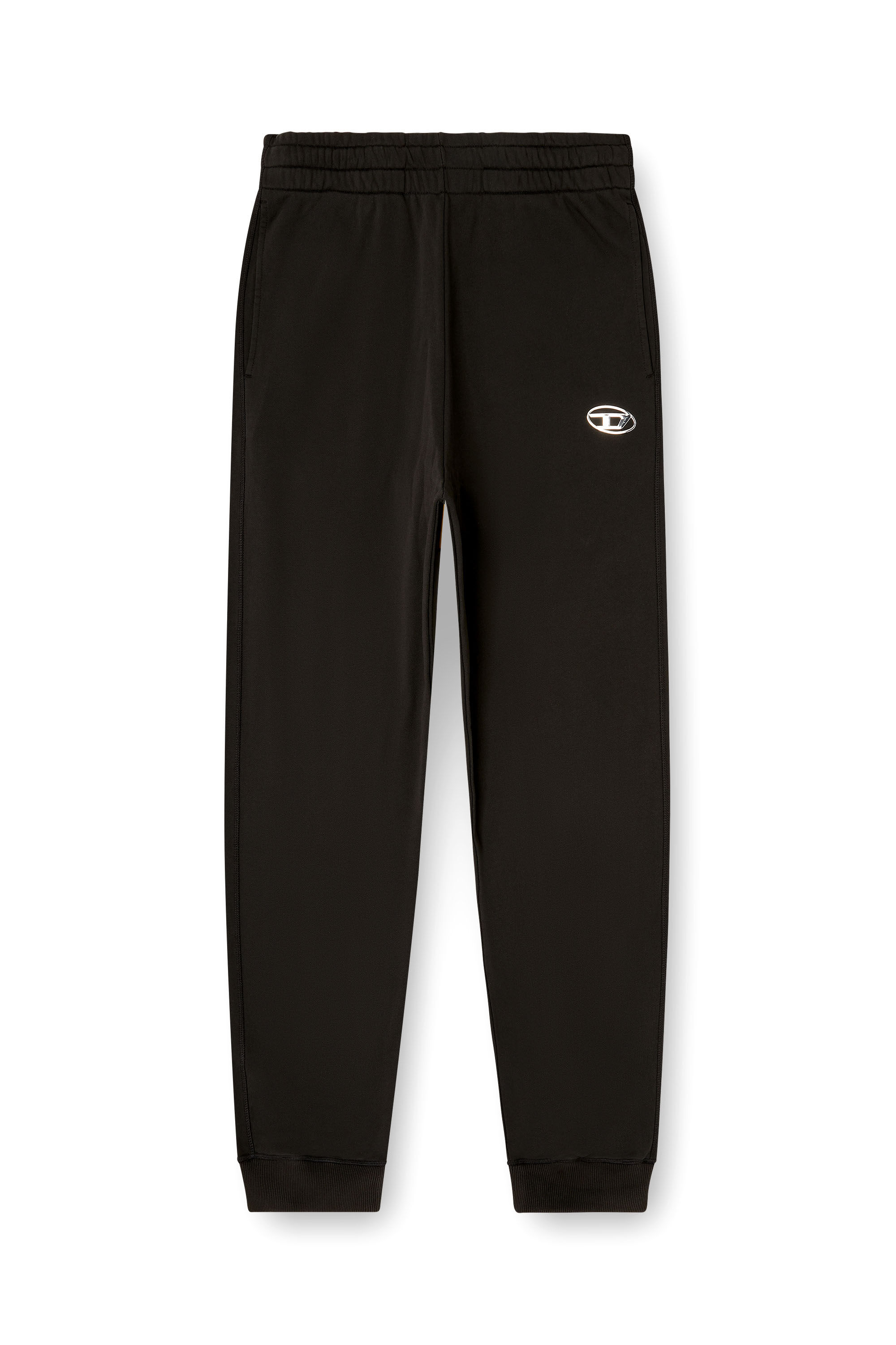 Diesel - P-MARKY-IOD, Male's Cotton sweatpants with metallic Oval D in ブラック - 4