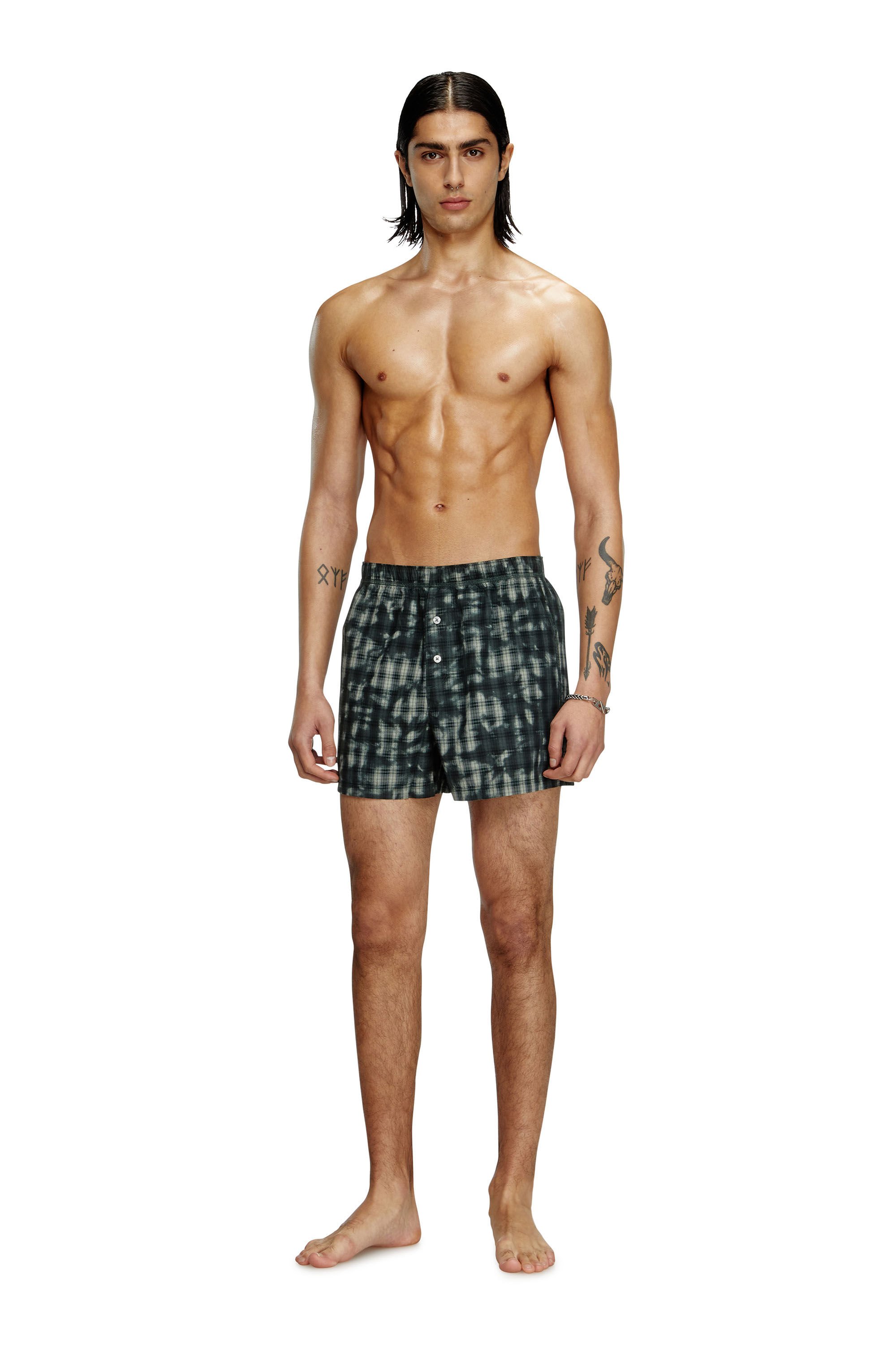 Diesel - STARK-UTLT, Unisex's Boxers with check print in ダークグリーン - 1