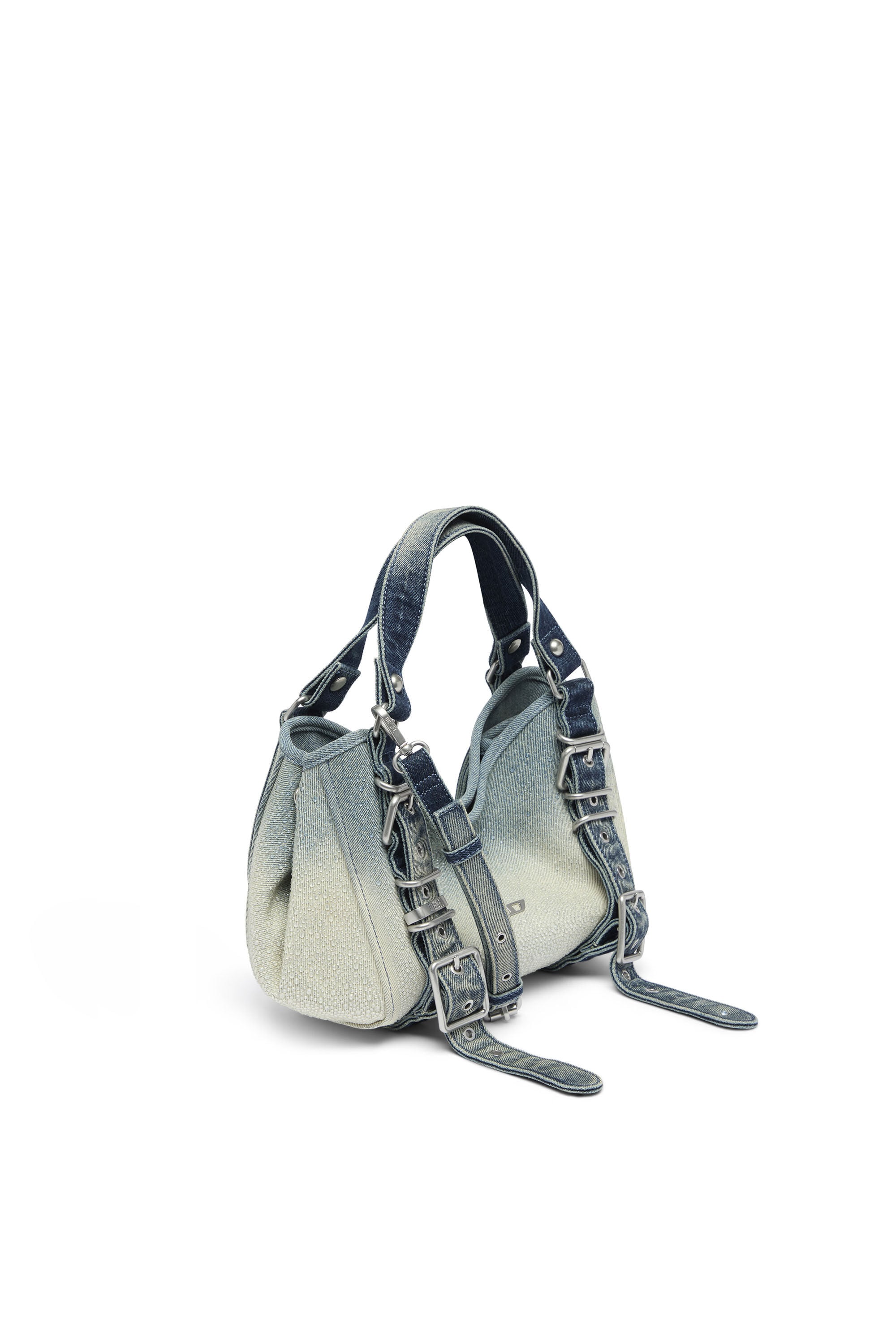 Diesel - D-ONE TOPHANDLE S, Female's D-One-Small top-handle bag in crystal solarised denim in ブルー - 4