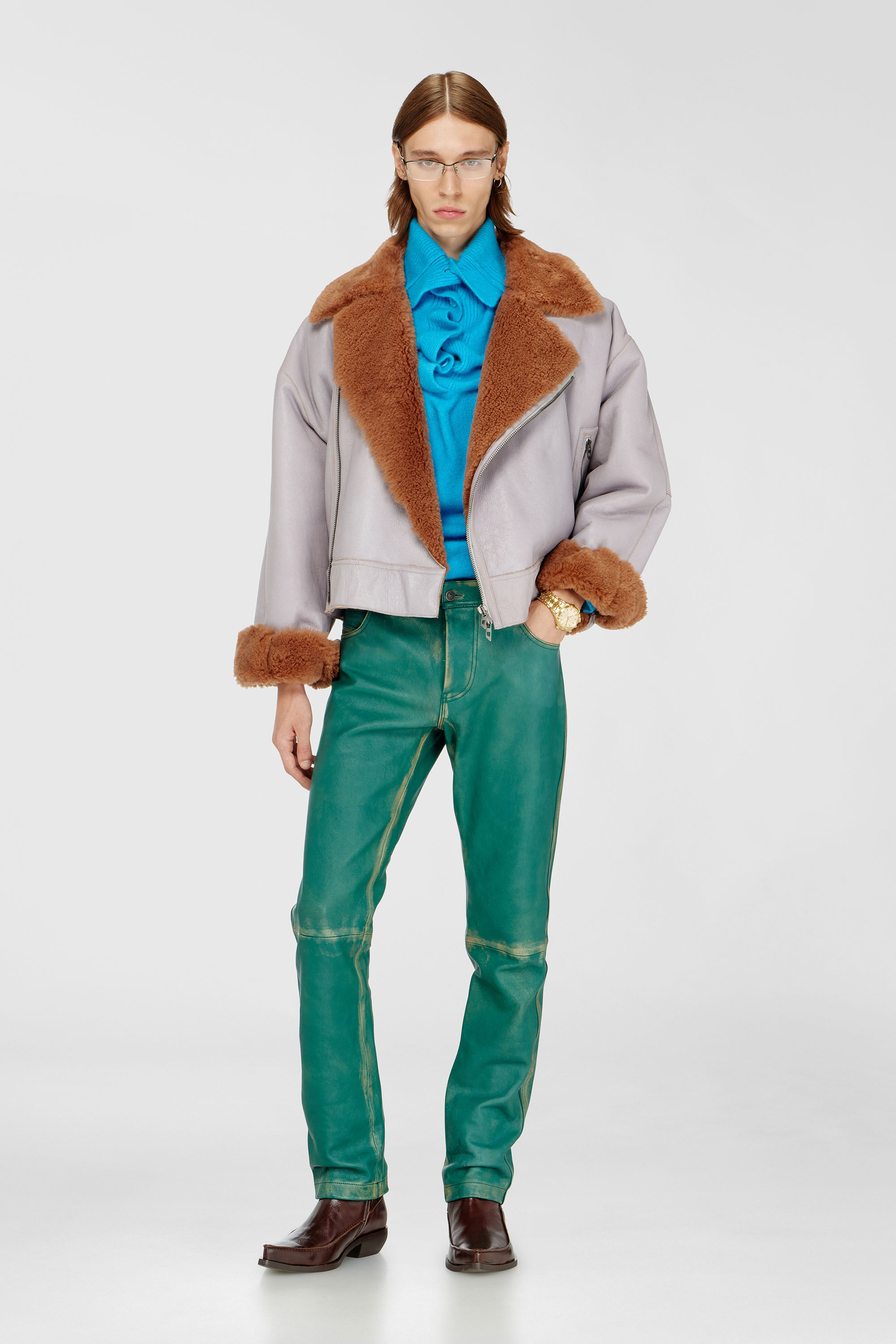 Diesel - L-MONT, Male's Shearling leather jacket in null - 1