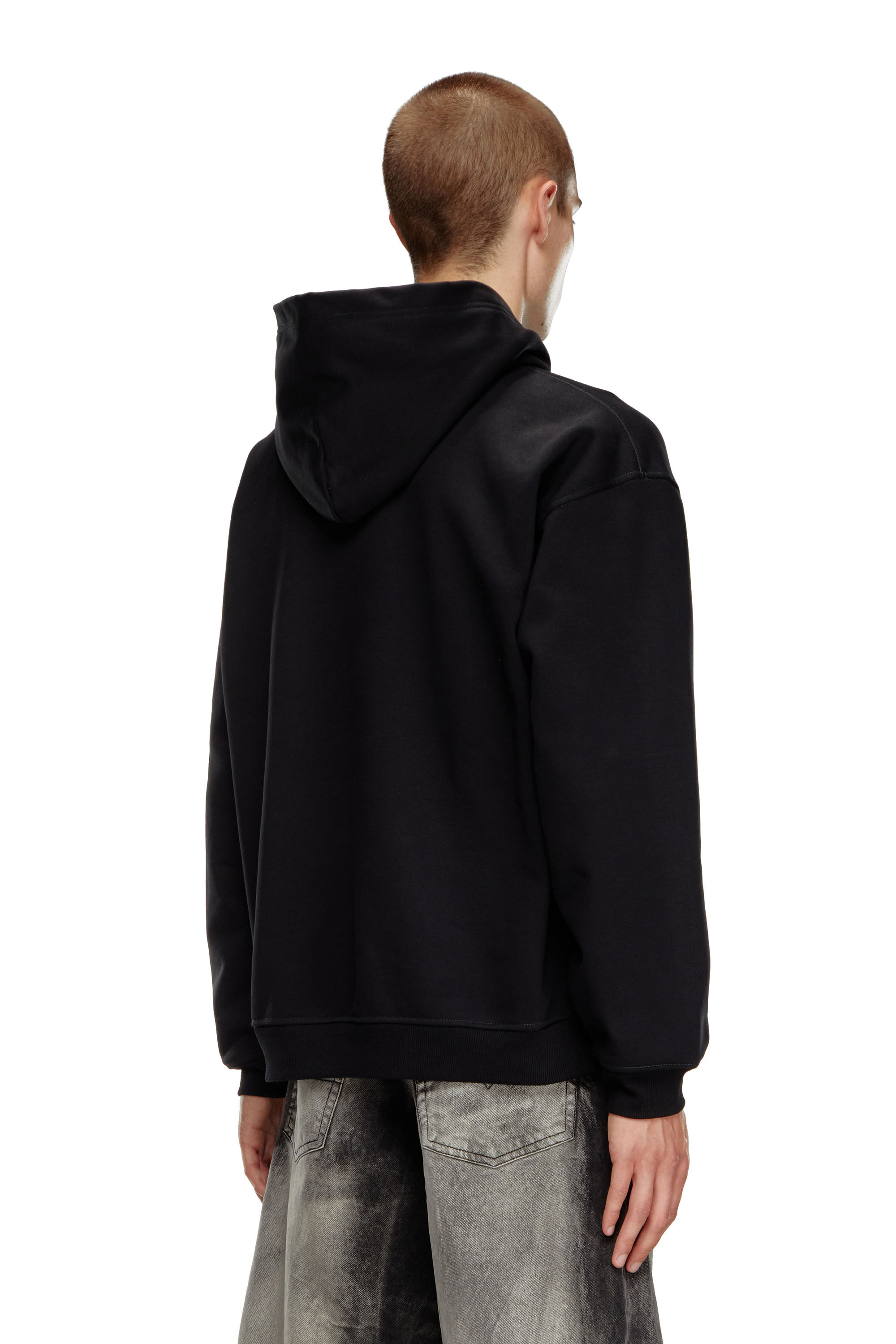 S-BOXT-HOOD-CIRCLE Hoodie with logo and circular inlay｜ブラック｜メンズ｜DIESEL