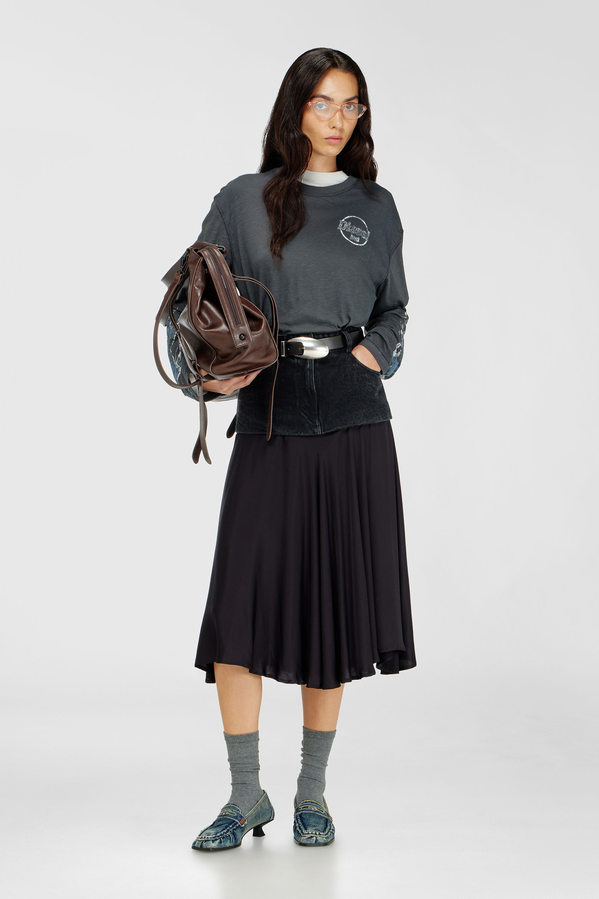 T-HILARY-LS-B3 長袖Tシャツ｜グレー｜ウィメンズ｜DIESEL