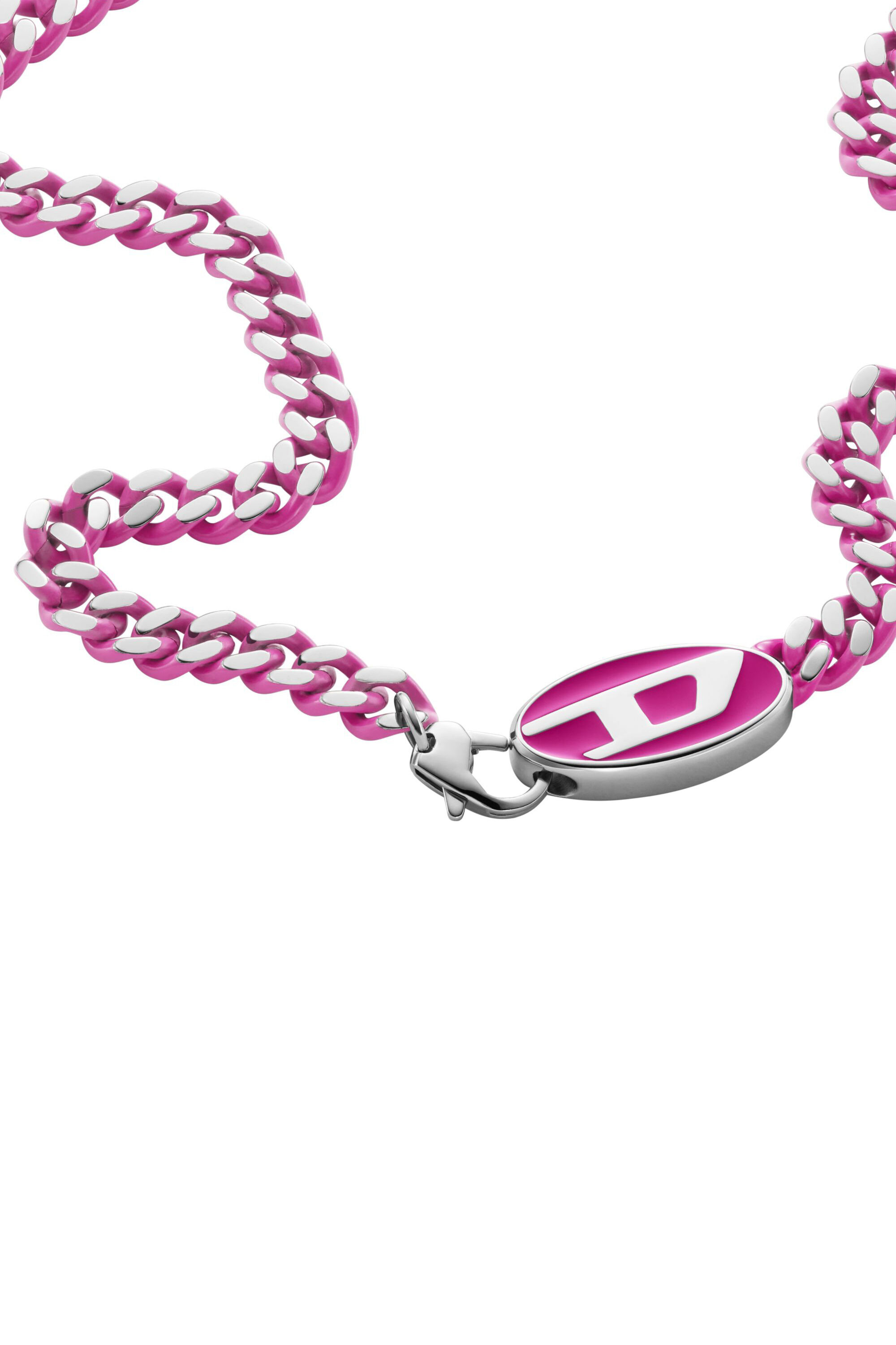 Diesel - DX1508, Unisex's Stainless steel chain necklace in ピンク / ホワイト - 1