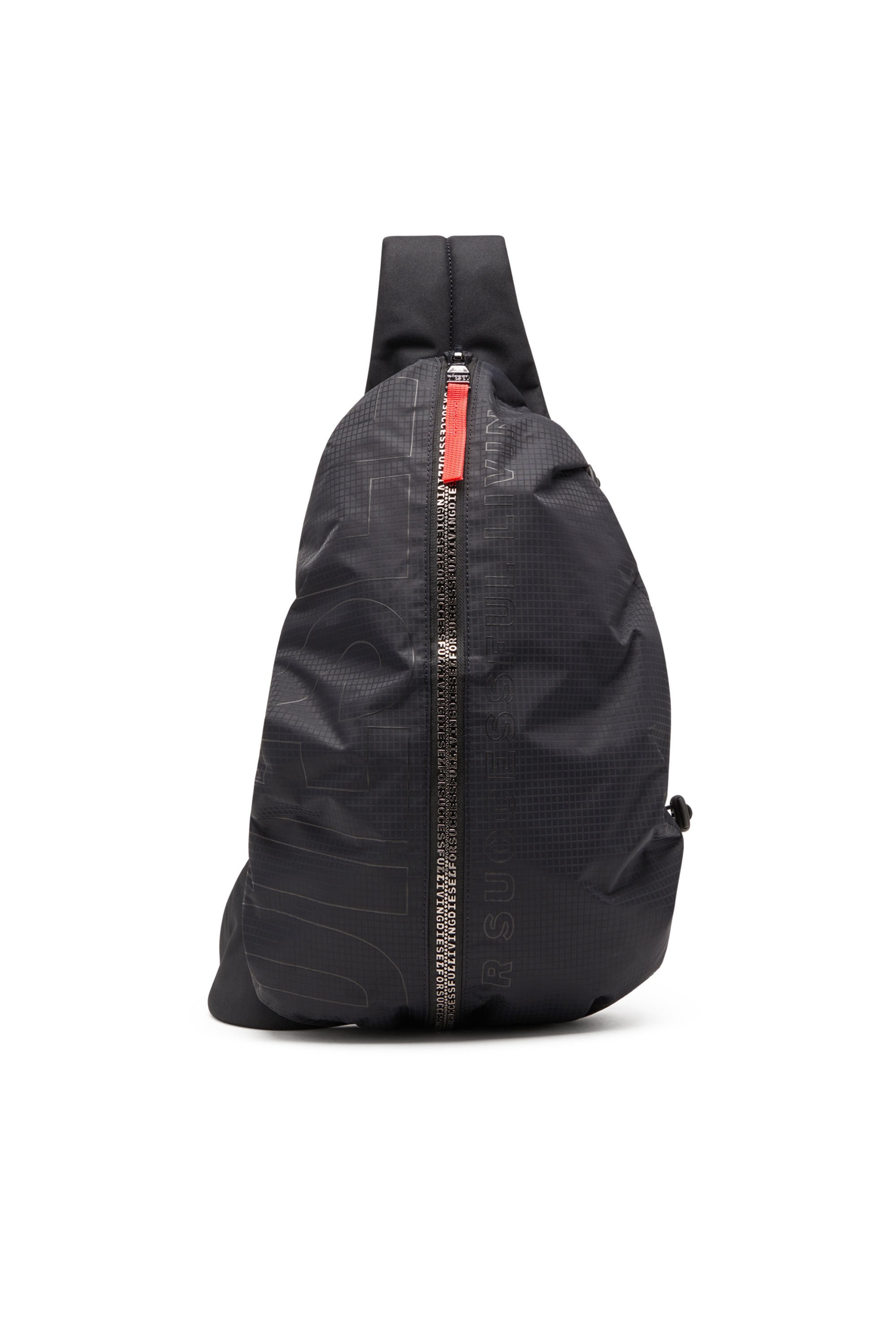 Diesel - ZIP-D SLING BAG X, Male's Zip-D-Sling backpack in check-jacquard shell in ブラック - 2
