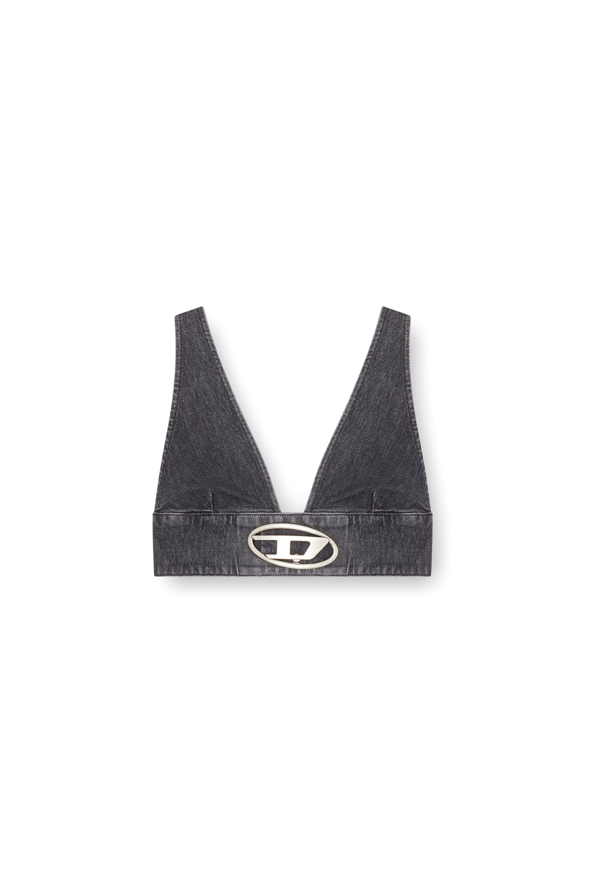 Diesel - DE-ELLY-S, Female's Denim bra top with Oval D plaque in ブラック - 2