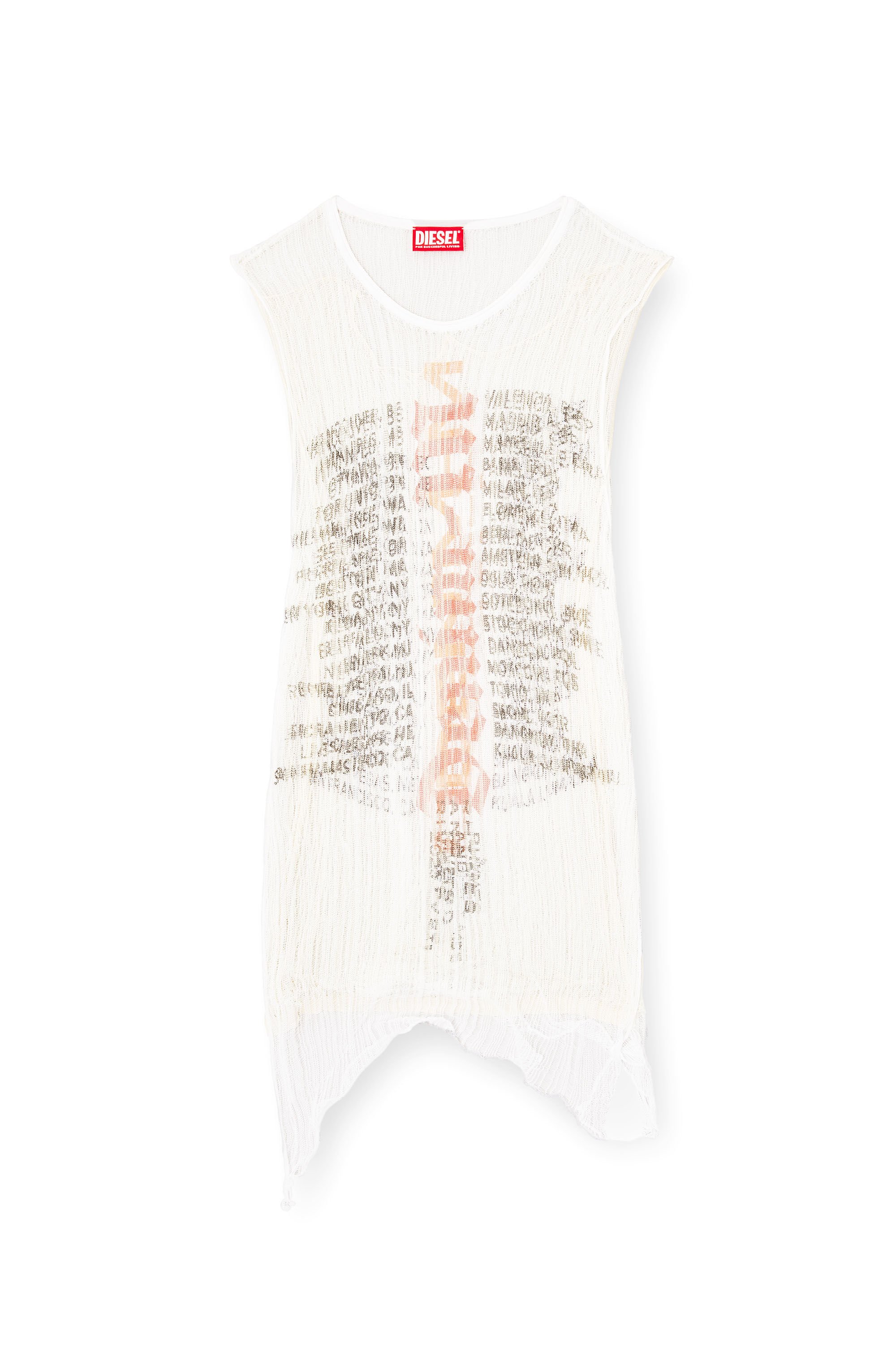 Diesel - K-ABANTE-B, Male's Knitted tank top with distressing in ホワイト - 2