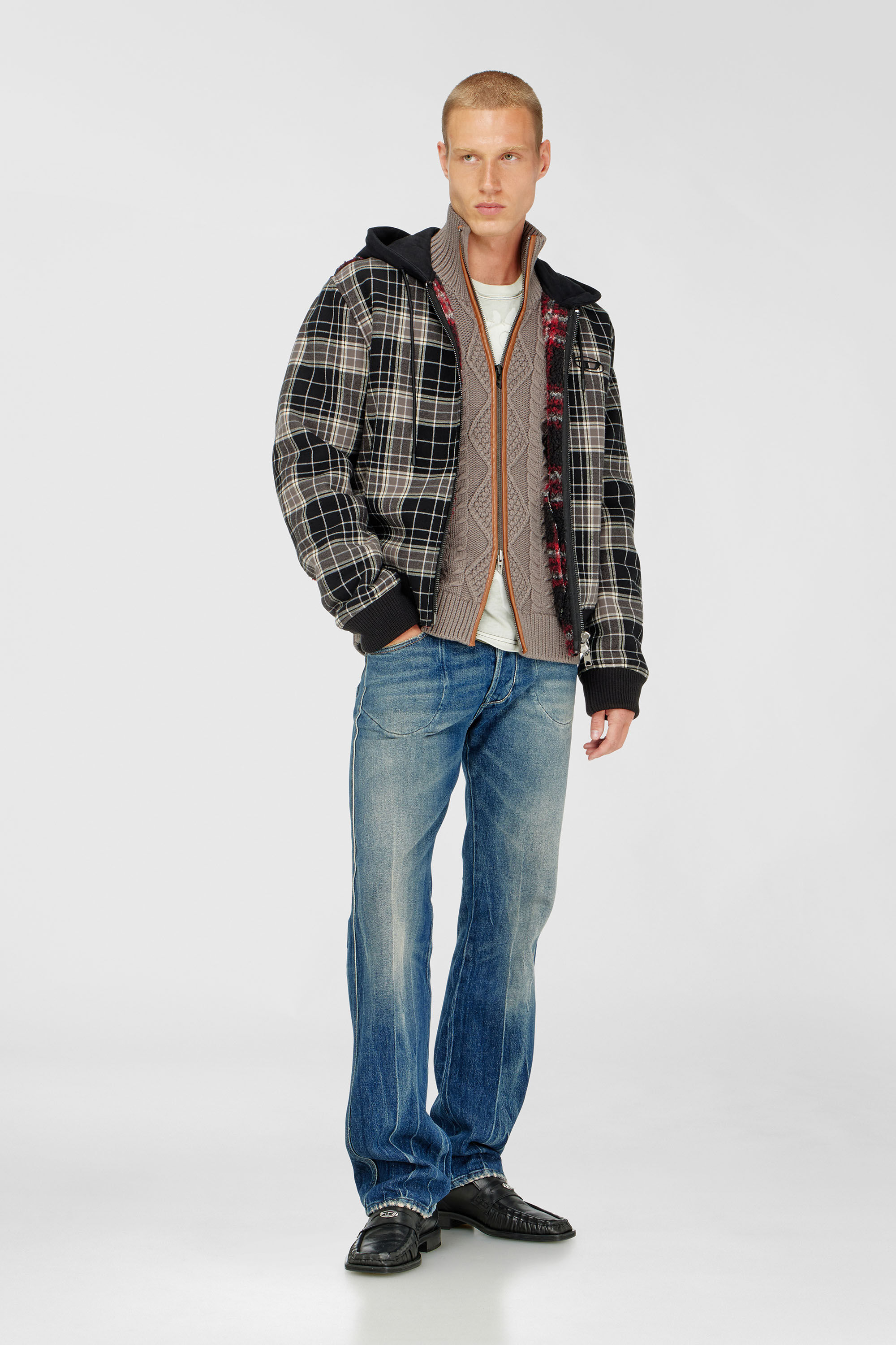 Diesel - K-INOKI, Male's ジップアップカーディガン in グレー - 1
