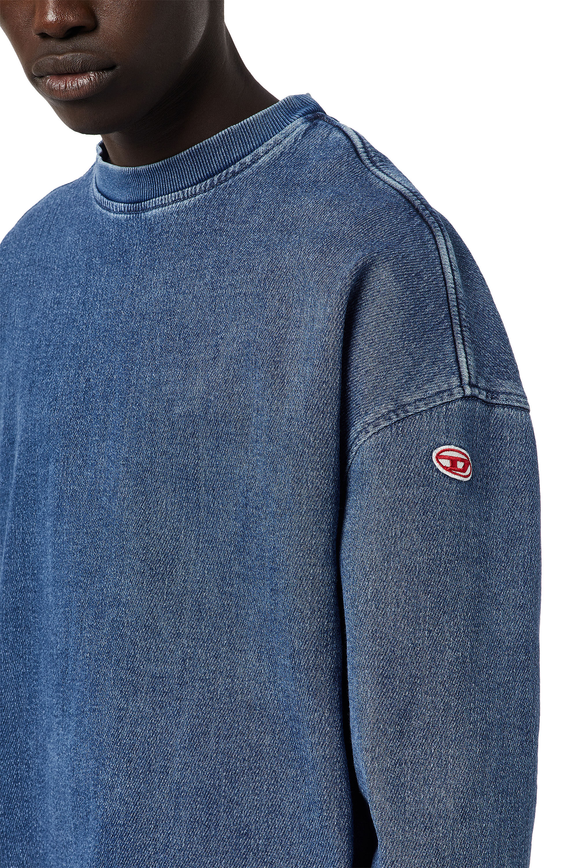 Diesel - D-KRIB TRACK DENIM SWEATSHIRT, ミディアムブルー - Image 4