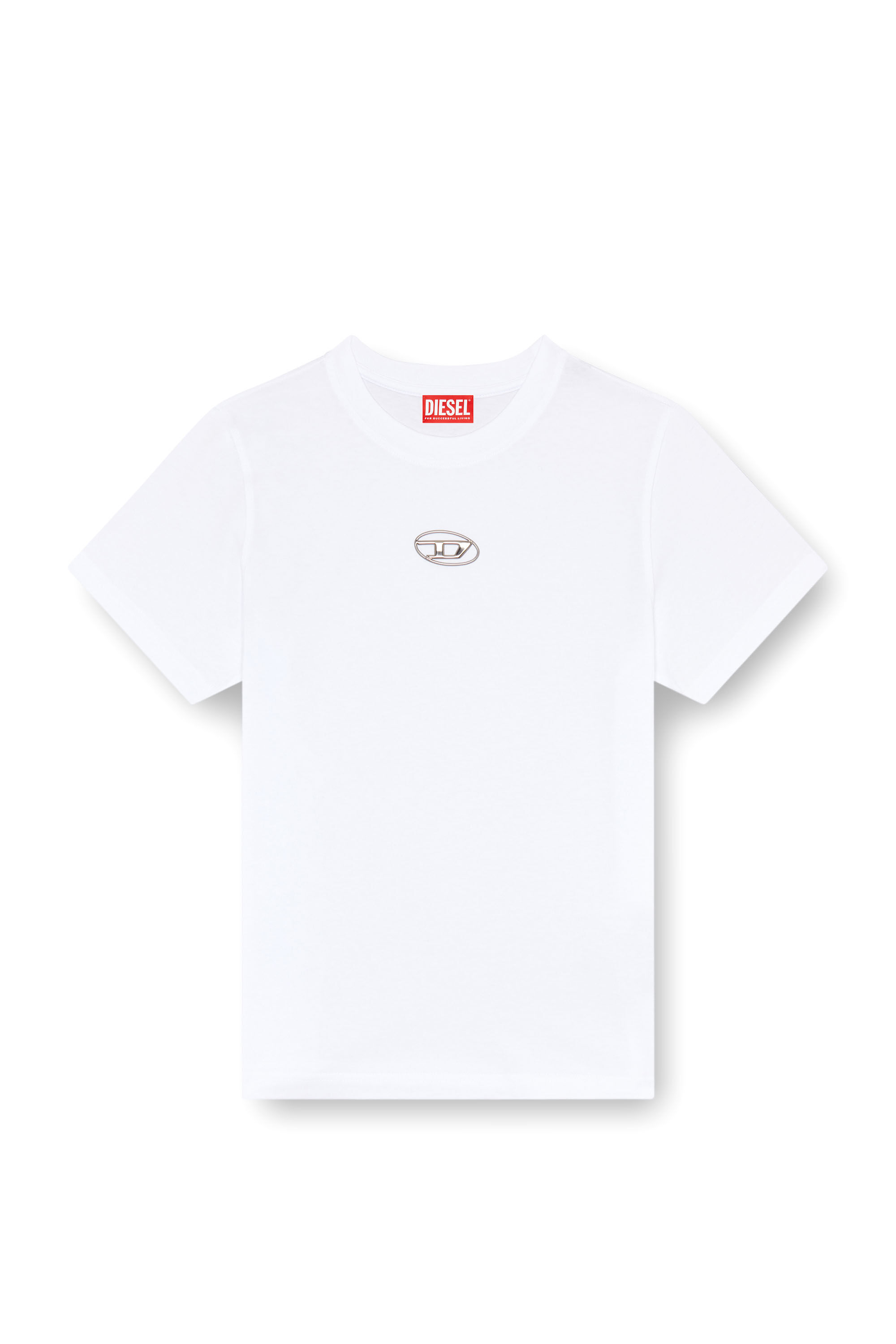 Diesel - T-REGS-OD, Female's T-shirt with metallic Oval D print in ホワイト - 2