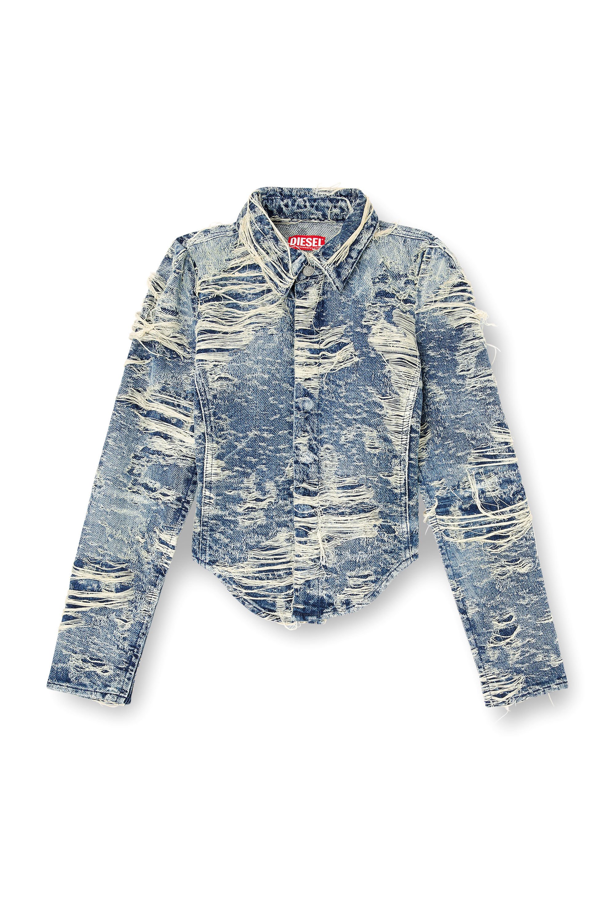 Diesel - DE-MADELINE-FSG, Female's Shirt in jacquard denim with floating threads in ミディアムブルー - 2