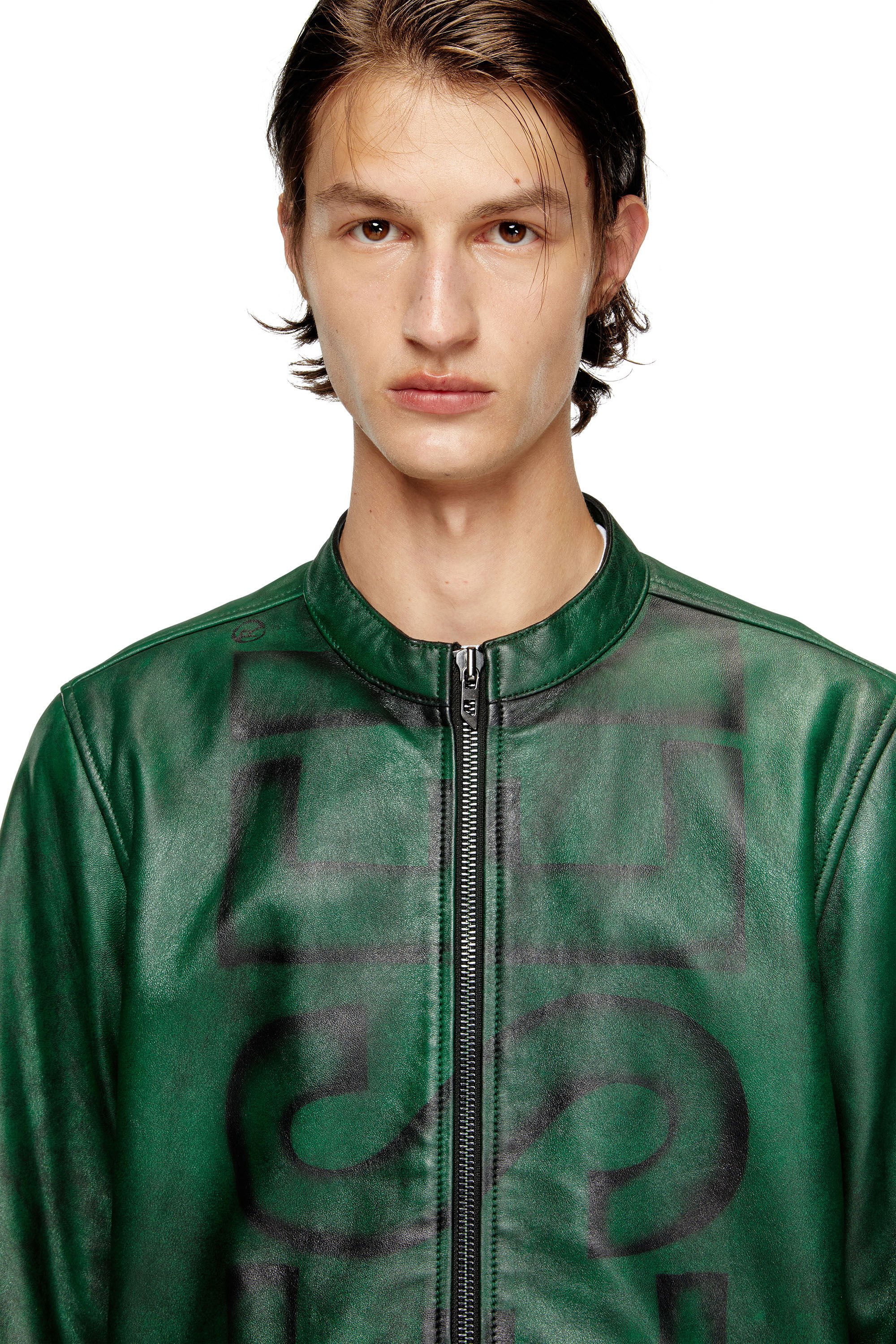 Diesel - L-EVERT-A, Male's レザージャケット in グリーン - 4