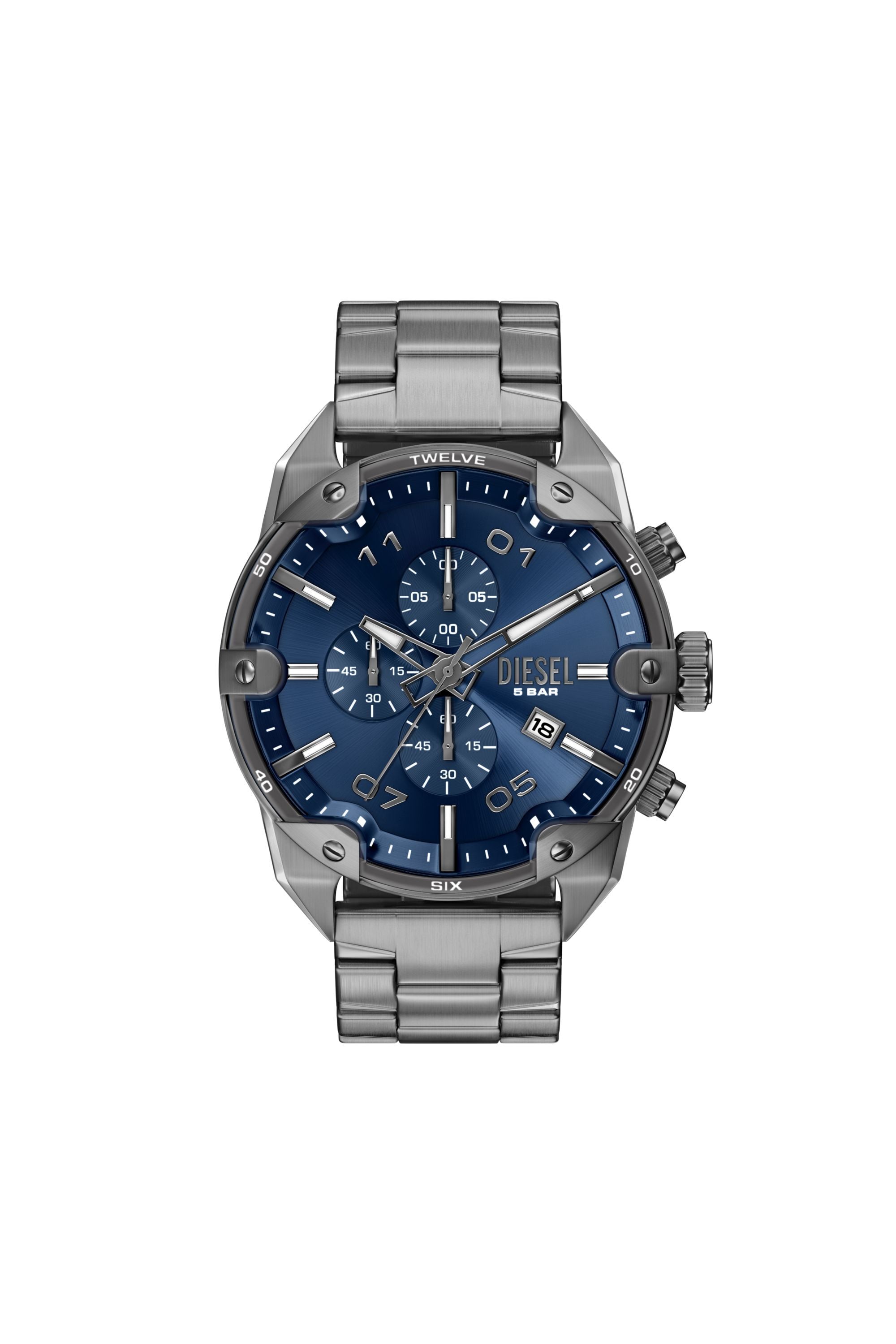 DZ4724 WATCH Spiked gunmetal stainless steel watch｜グレー｜メンズ