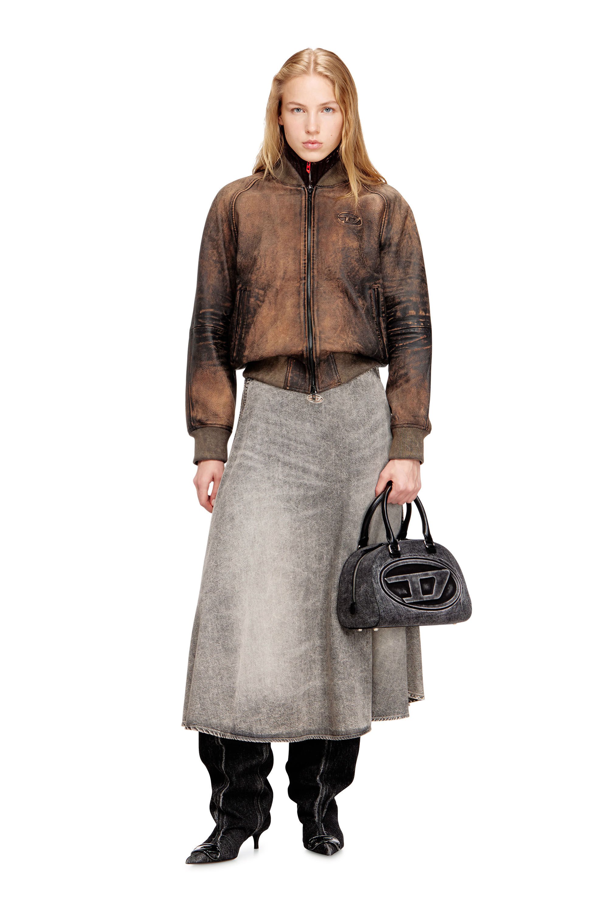 Diesel - L-COBB-FEM, Female's レザーブルゾン in ブラウン - 1