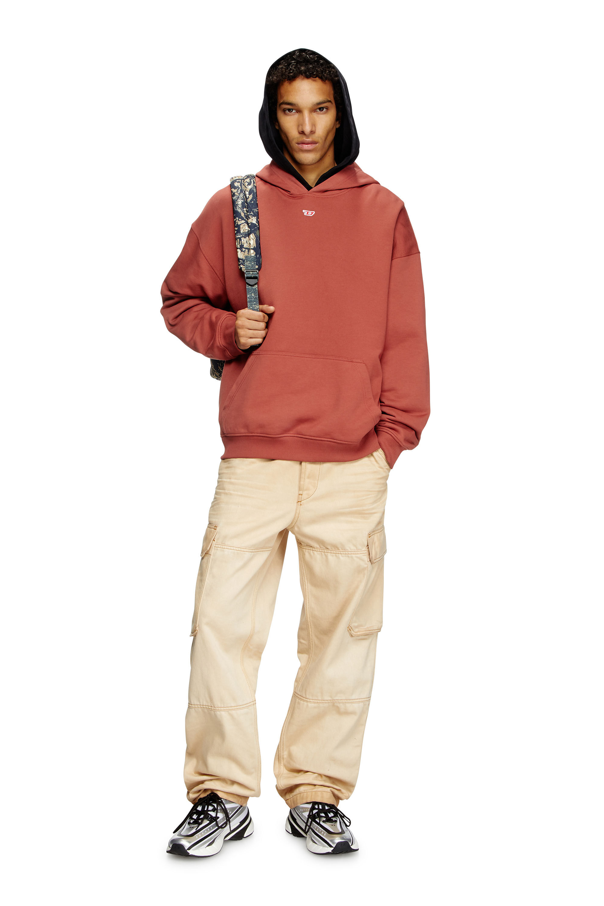 Diesel - S-BOXT-HOOD-D, Male's Hoodie with D logo patch in レッド - 1