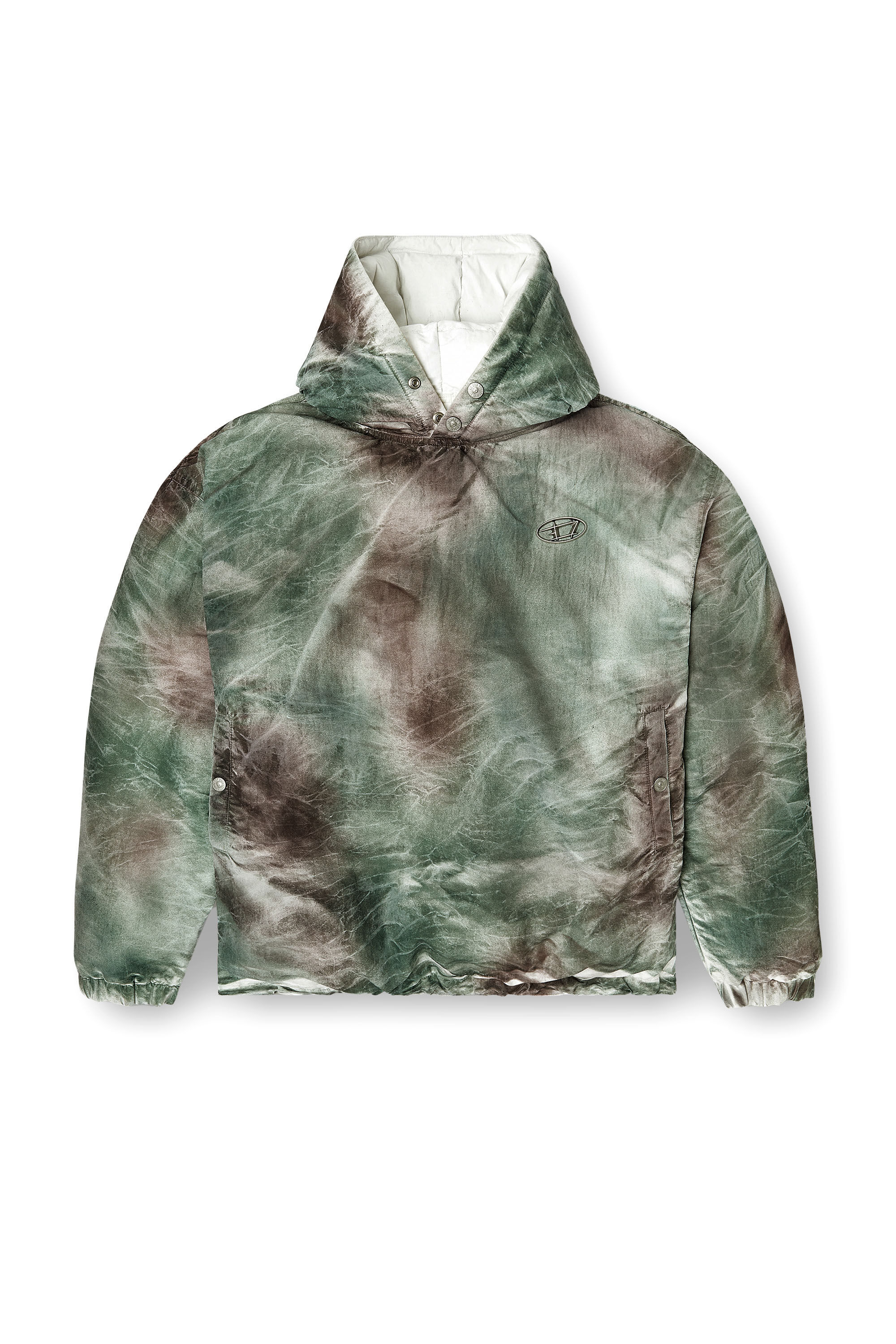 W-THUG-JKT-PUFFY Puffy hooded jacket in camo nylon｜マルチカラー