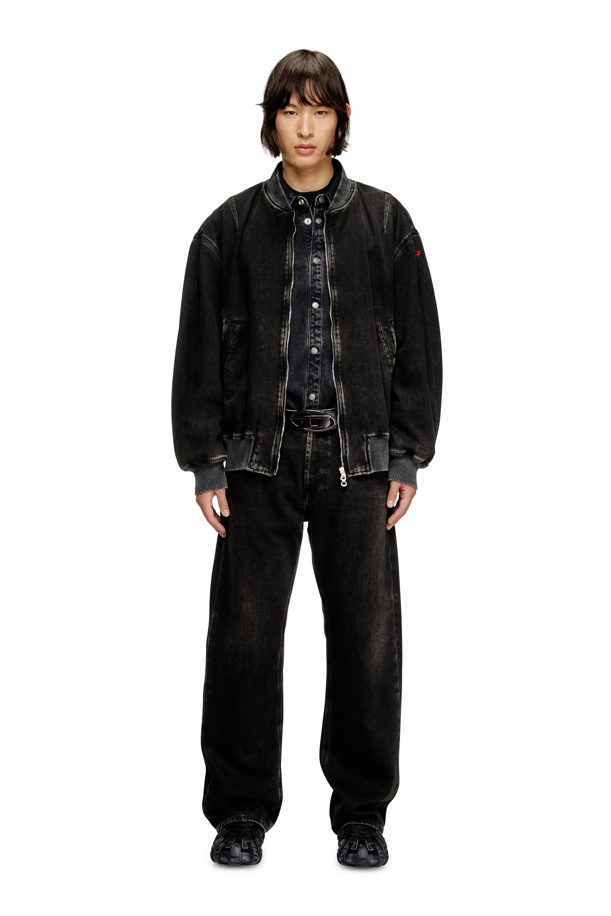 Diesel - D-VINZ, Male's Bomber jacket in clean-wash denim in ブラック - 1