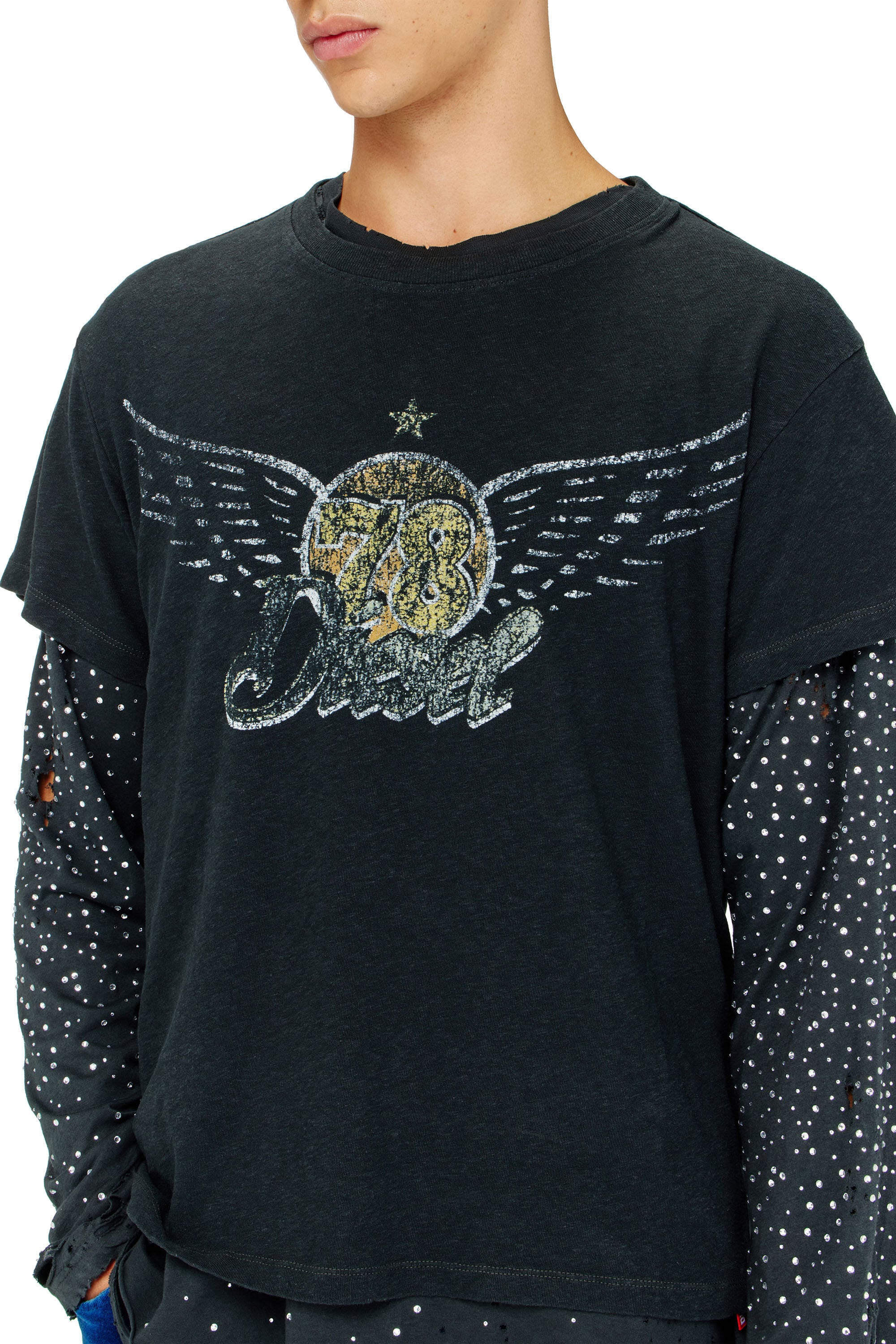 Diesel - T-GERIO-A, Male's Cotton-hemp T-shirt with concert graphics in null - 4