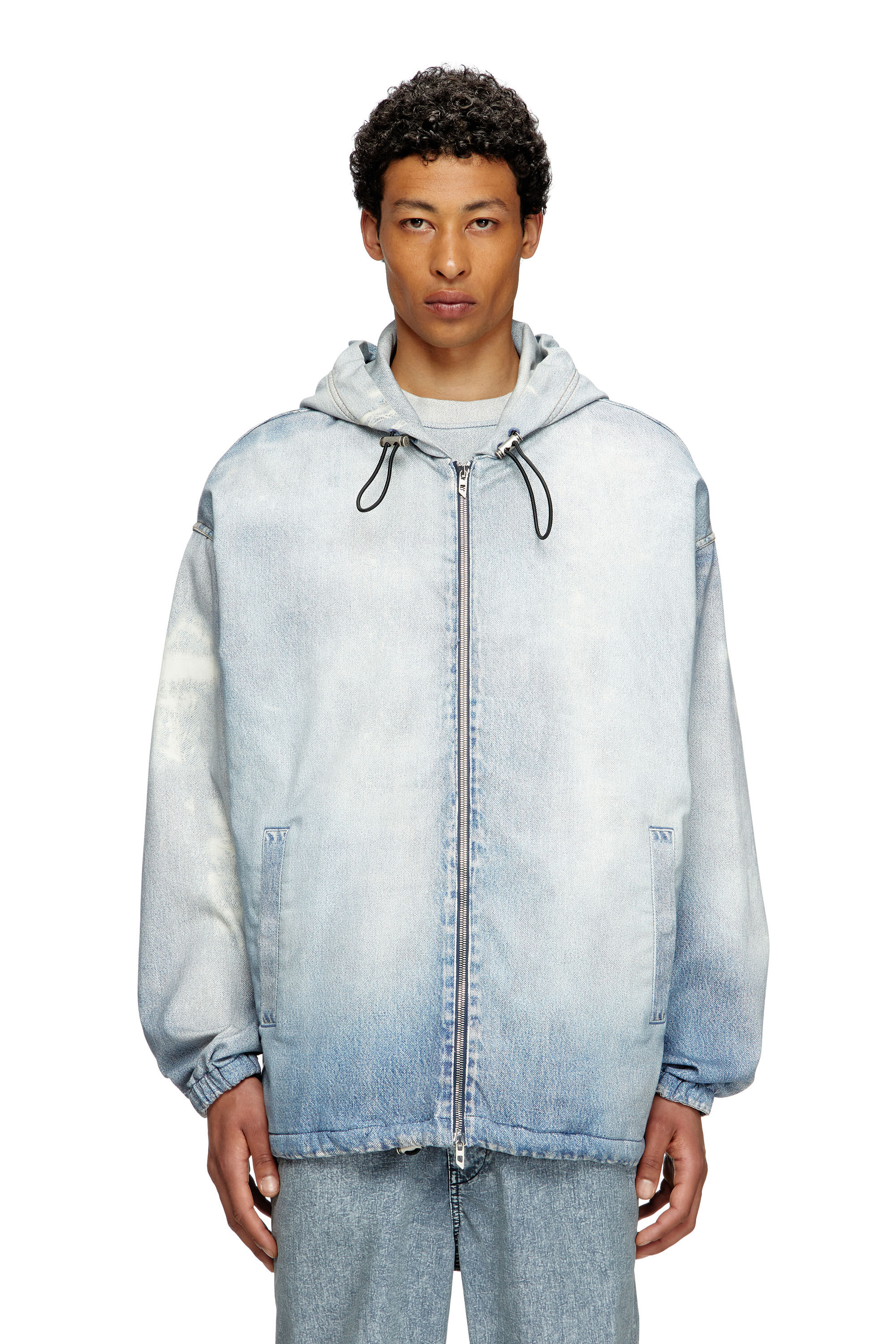 Diesel - D-WYNNY JOGG, Male's Hooded jacket in printed bleach-effect JoggJeans in ライトブルー - 3